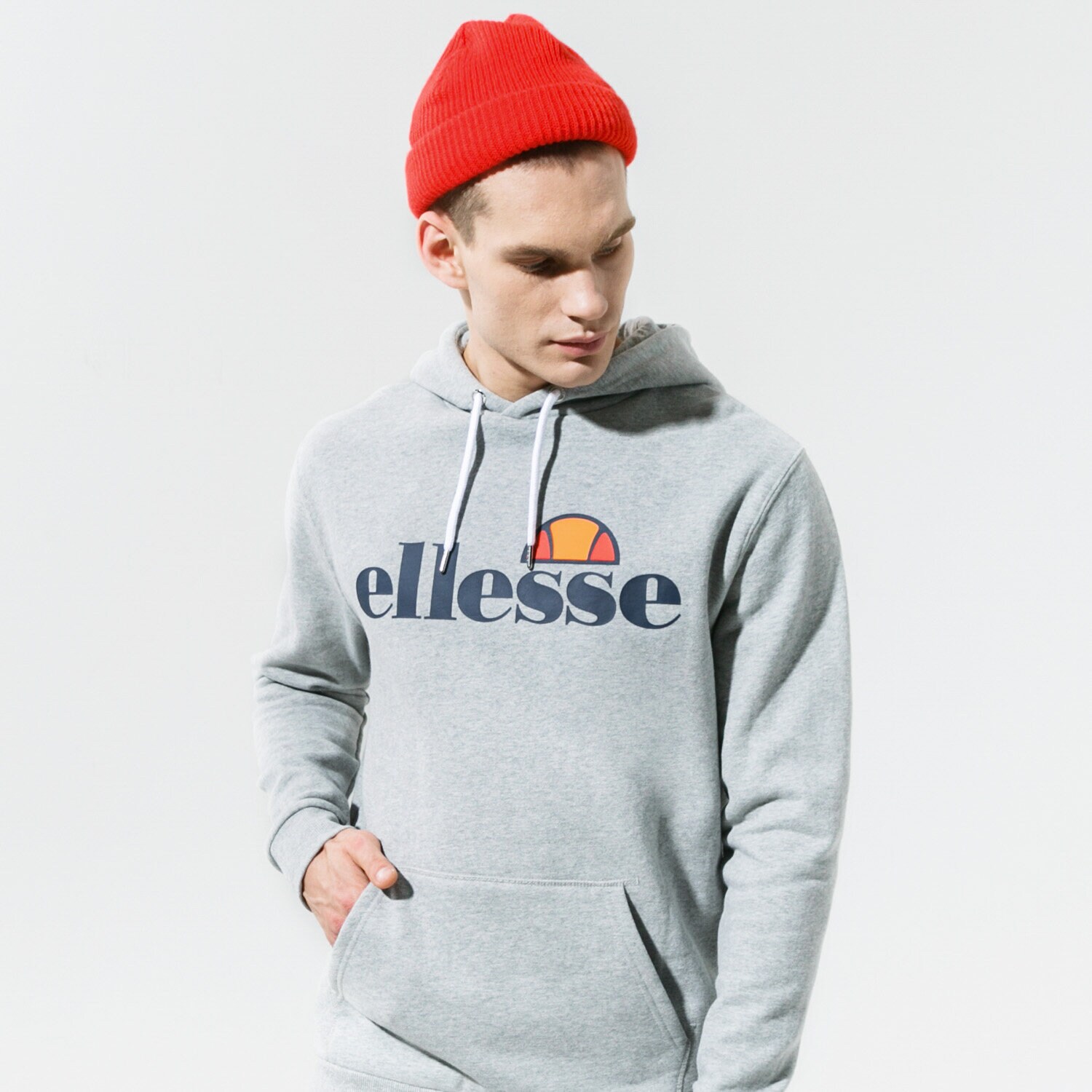 pánská mikina ELLESSE MIKINA S KAPUCÍ SL GOTTERO GREY SHC07407112 ŠEDÁ