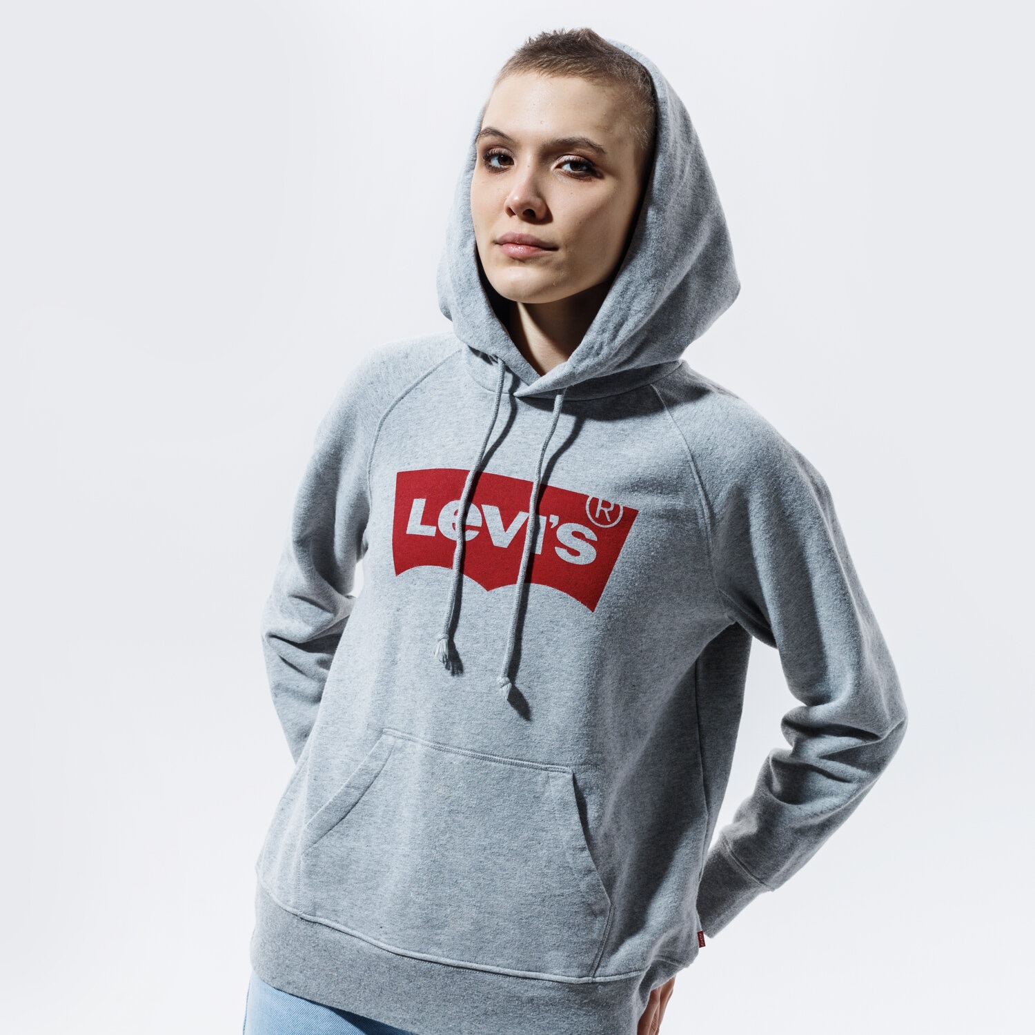 dámská mikina LEVI'S MIKINA S KAPUCÍ GRAPHIC SPORT HOODIE 35946-0003 ŠEDÁ