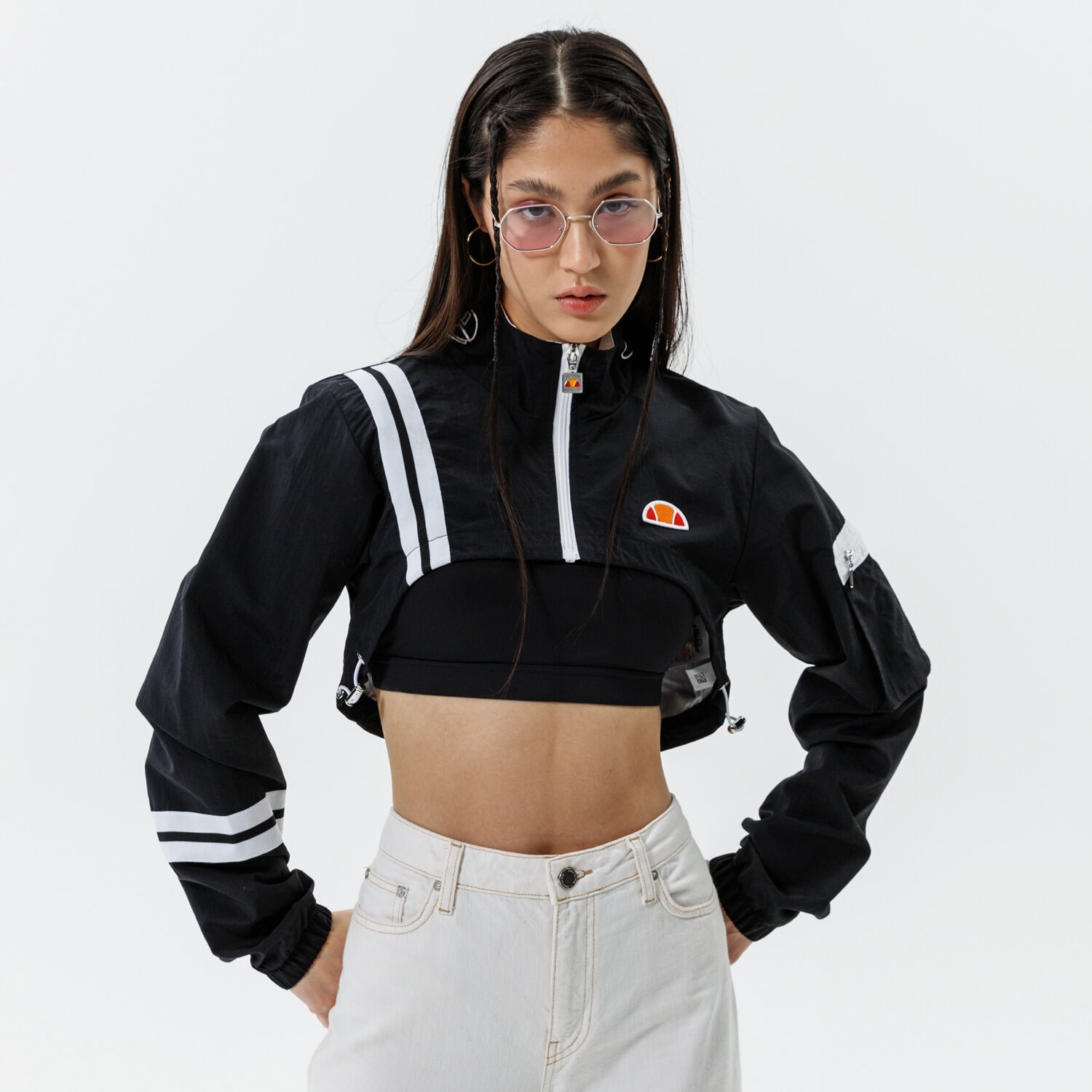 dámská mikina ELLESSE MIKINA ROZEPÍNACÍ LAUDE CROP TRACK TOP BLK SGI11011011 ČERNÁ