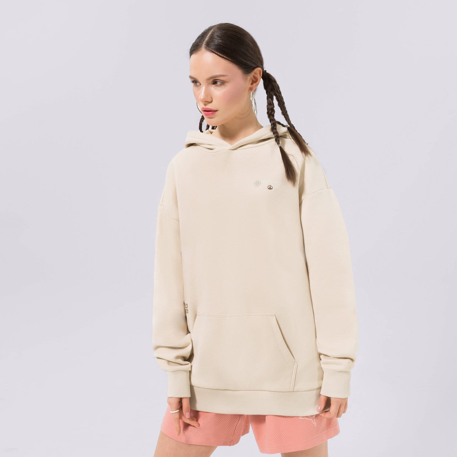 dámská mikina VANS MIKINA S KAPUCÍ EARTH PEACE OATMEAL VN00036W2N11 BÉŽOVÁ