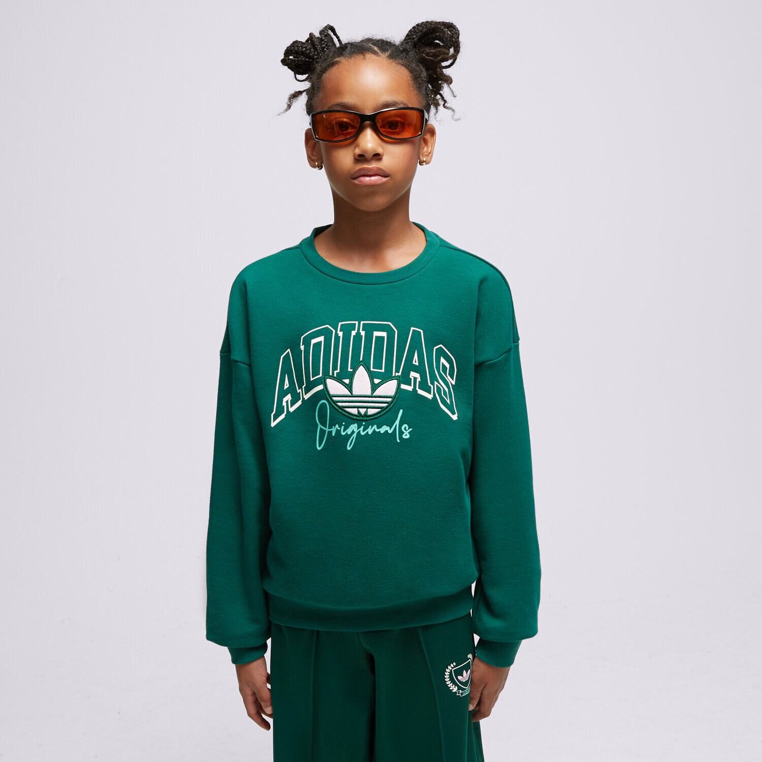 dětská mikina ADIDAS MIKINA CREW GIRL IL5041 ZELENÁ
