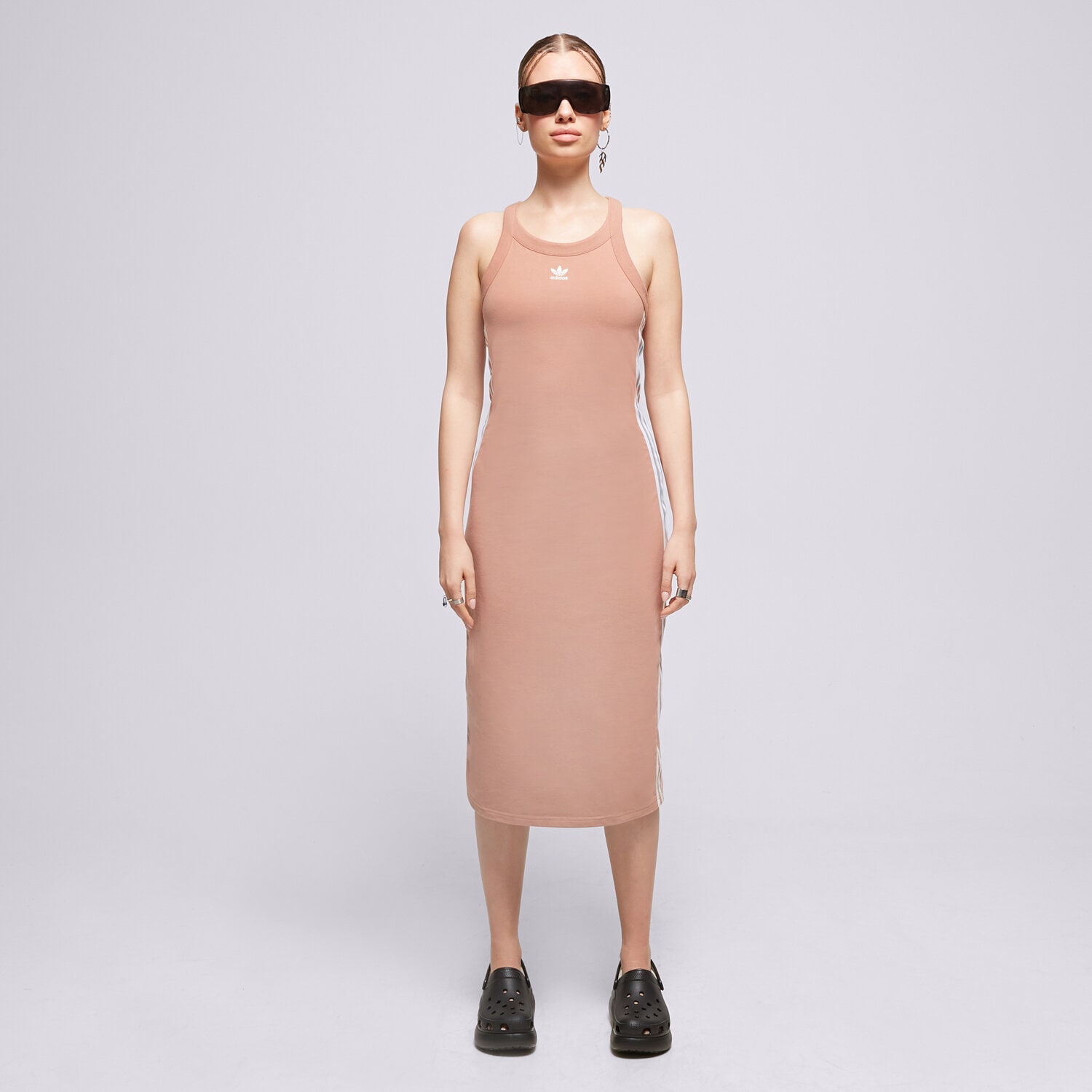 dámské šaty ADIDAS ŠATY LONG TOP DRESS IC5502 HNĚDÁ