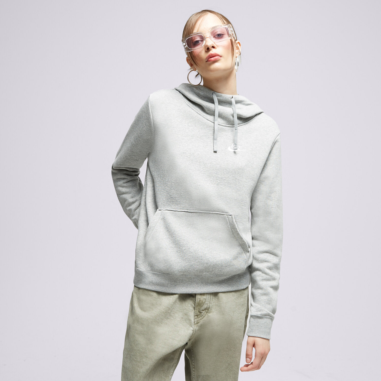 dámská mikina NIKE MIKINA S KAPUCÍ W NSW CLUB FLC DQ5415-063 ŠEDÁ