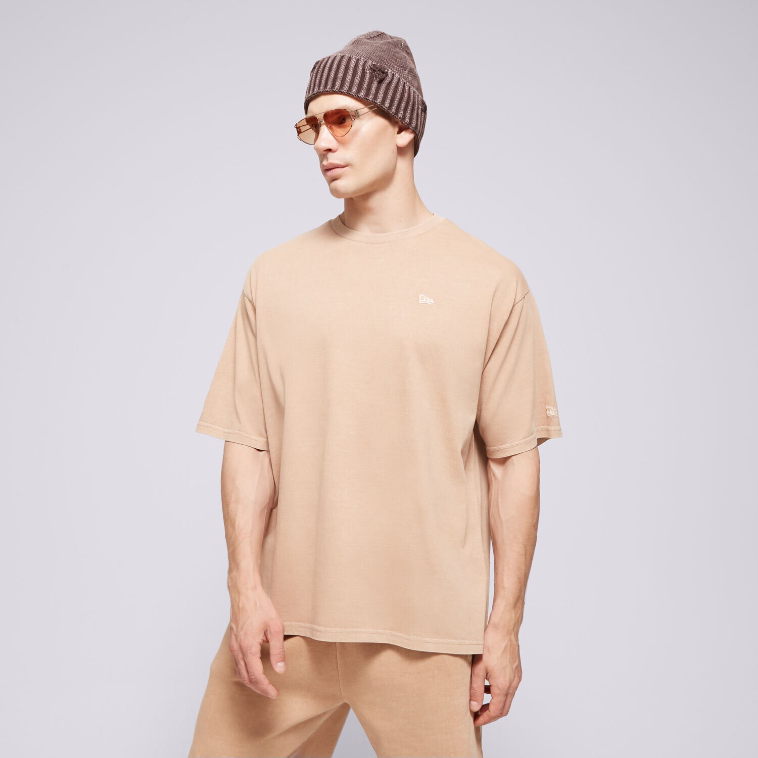 pánské tričko NEW ERA TRIČKO NE WASHED OS NONE 60502670 HNĚDÁ