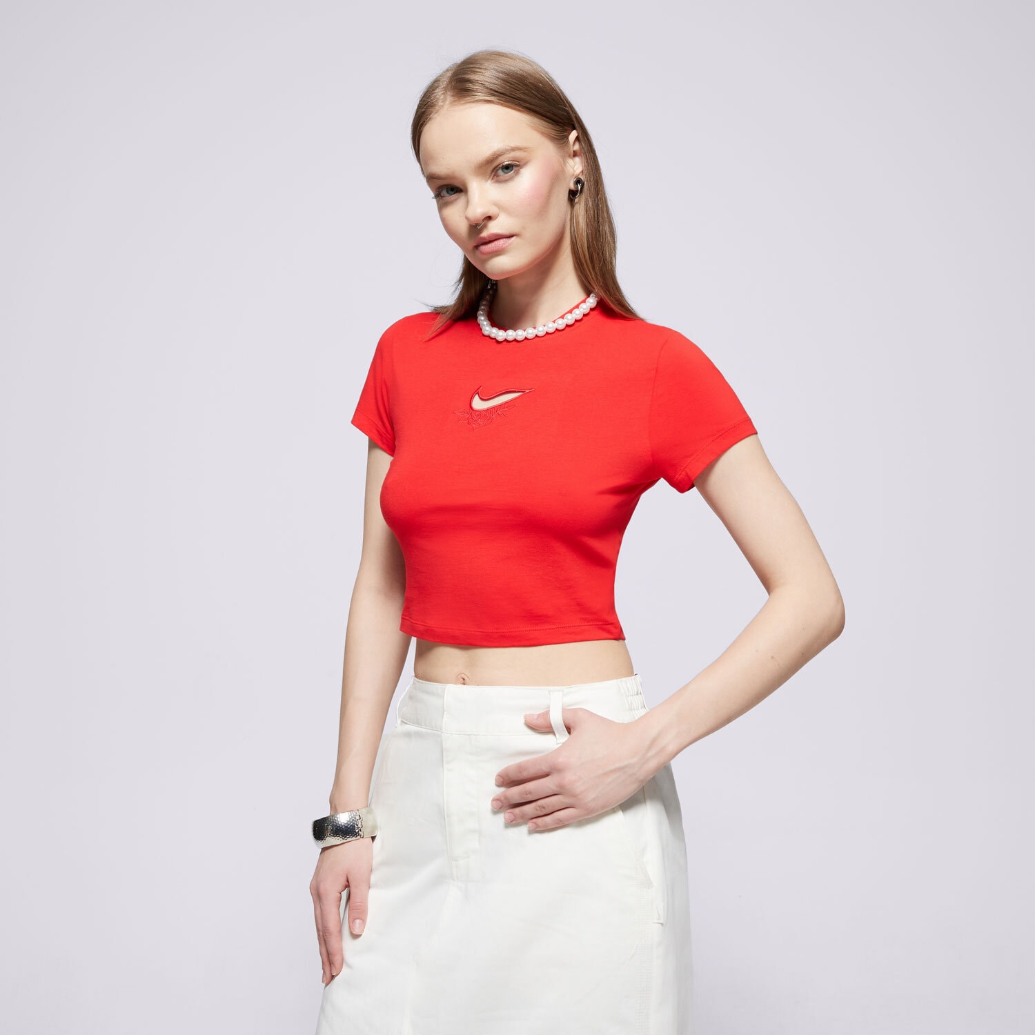 dámské tričko NIKE TRIČKO W NSW NK CHLL KNT TEE VDAY HF9534-657 ČERVENÁ