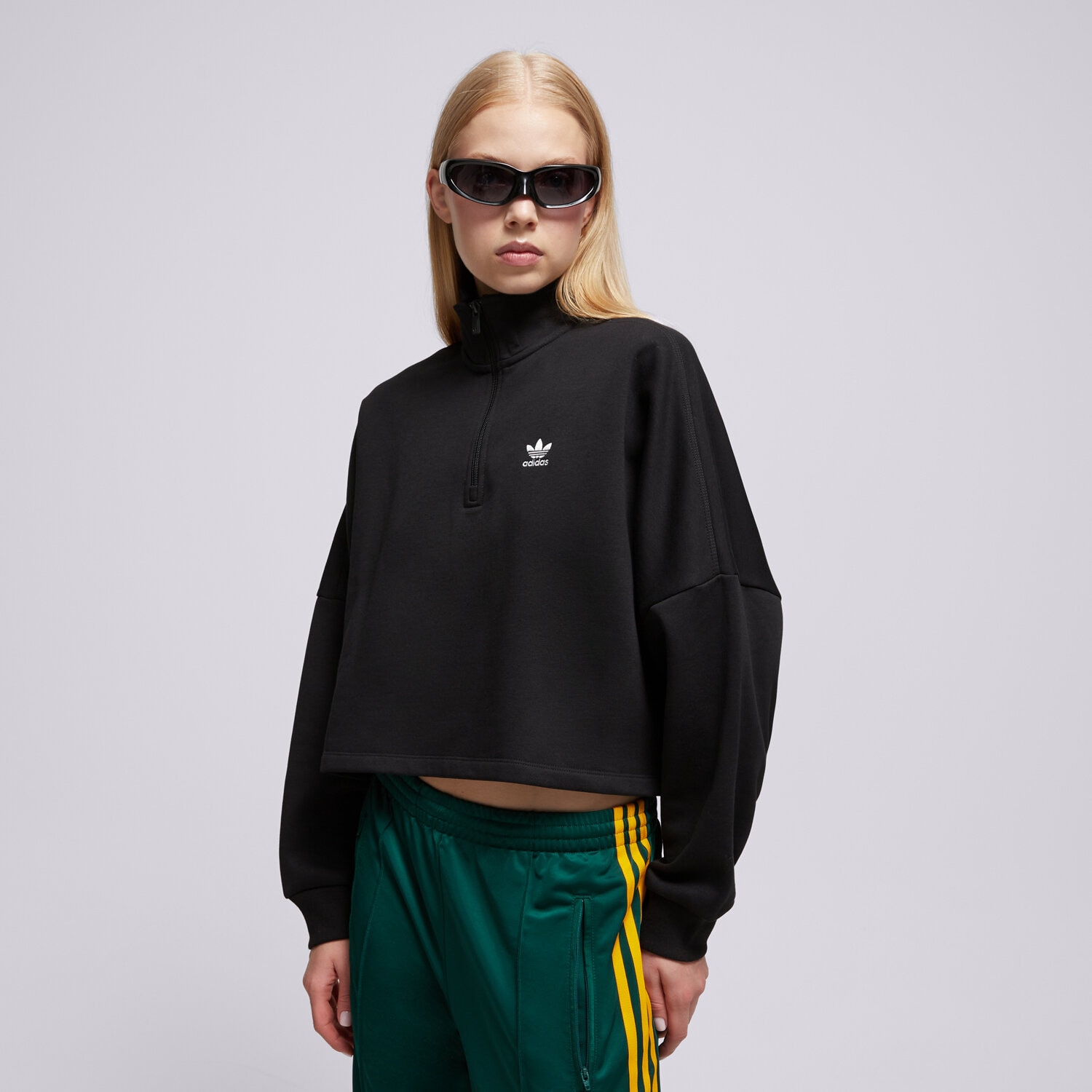 dámská mikina ADIDAS MIKINA ROZEPÍNACÍ ESS HALF ZIP FL IW0951 ČERNÁ