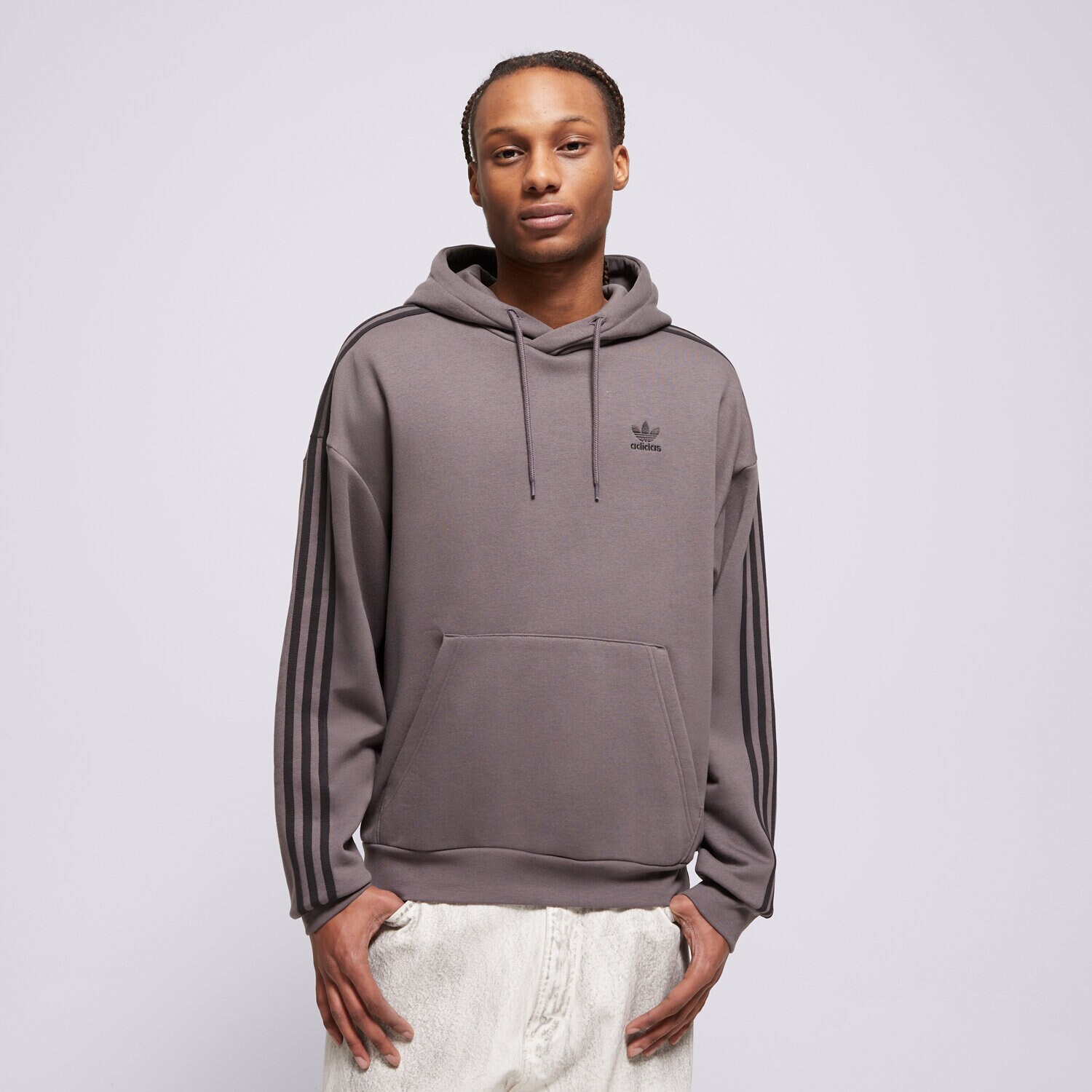 pánská mikina ADIDAS MIKINA S KAPUCÍ BAGGY HOODIE JY1413 ŠEDÁ