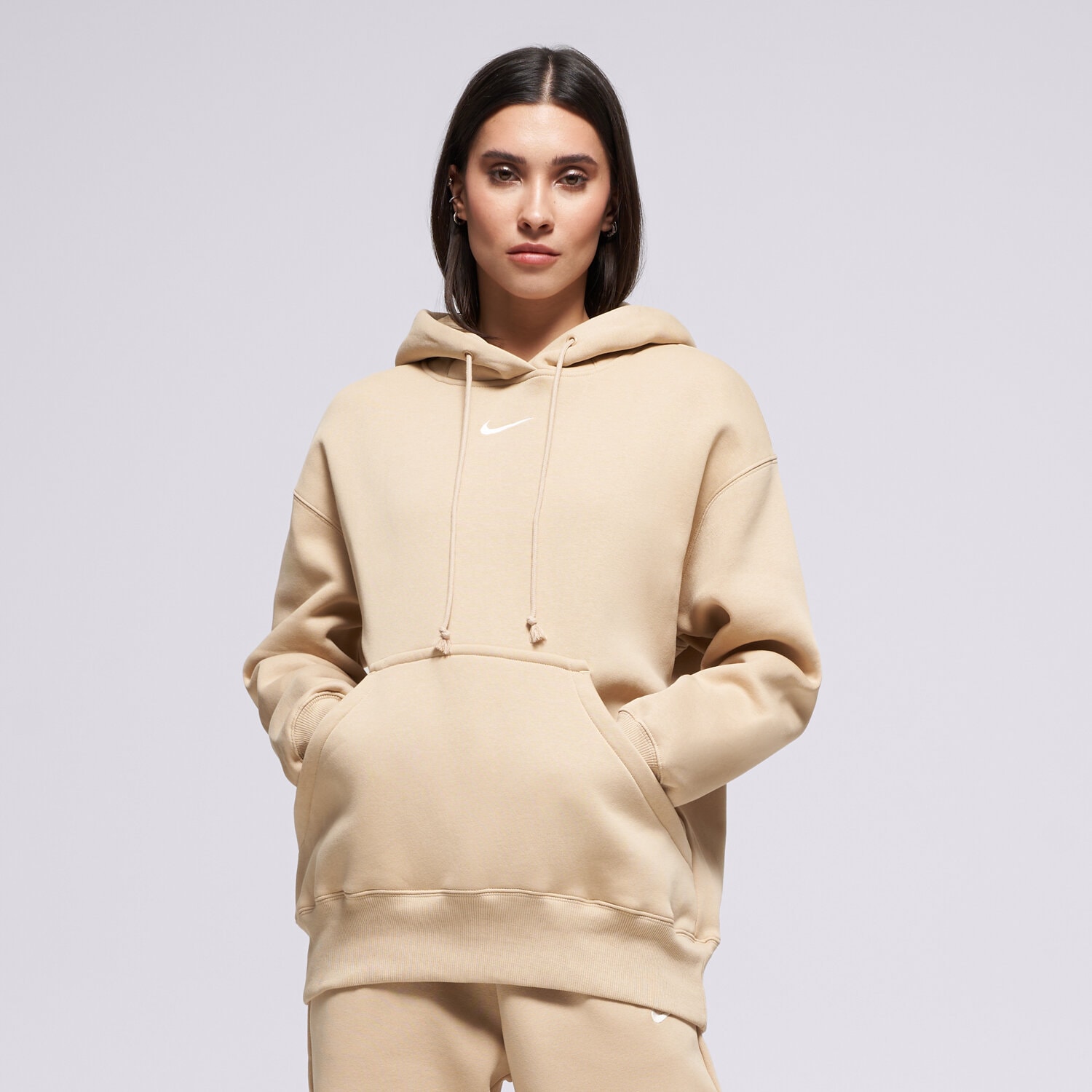 dámská mikina NIKE MIKINA S KAPUCÍ W NSW PHNX FLC OS PO HOODIE DQ5860-286 BÉŽOVÁ