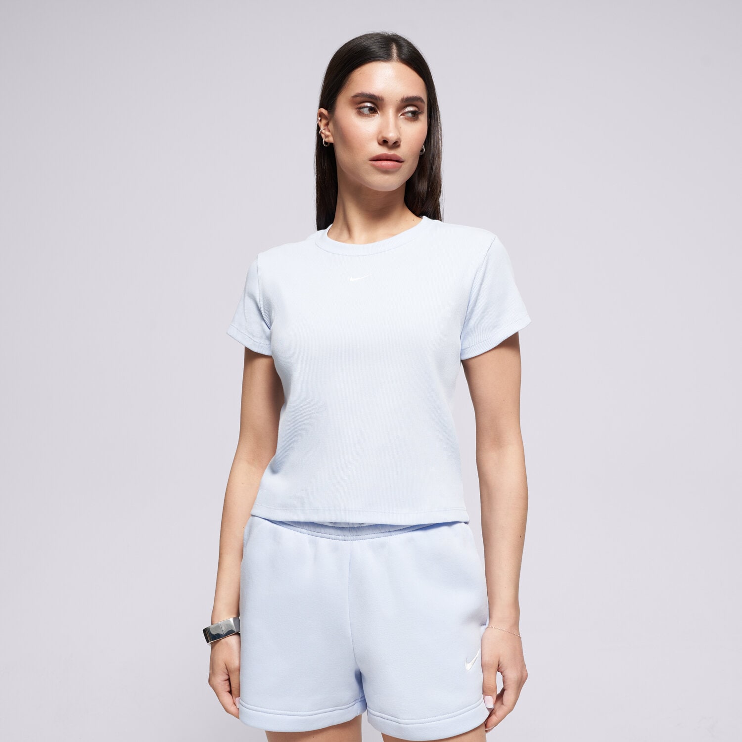 dámské tričko NIKE TRIČKO W NSW RIB TGHT SS TEE HV4994-407 MODRÁ