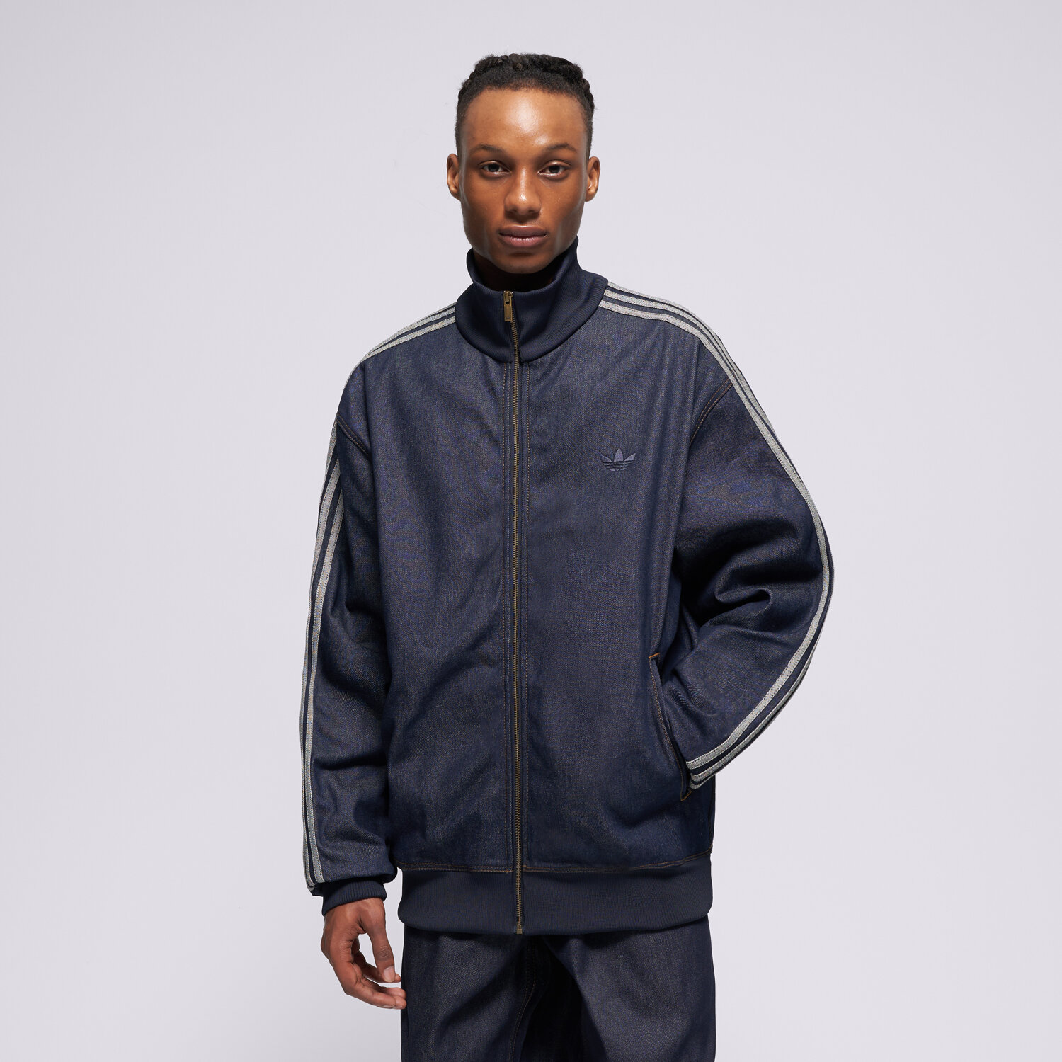 Přechodná bunda pánská (podzimní, jarní) ADIDAS BUNDA DENIM FB TT KS4971 TMAVOMODRÁ
