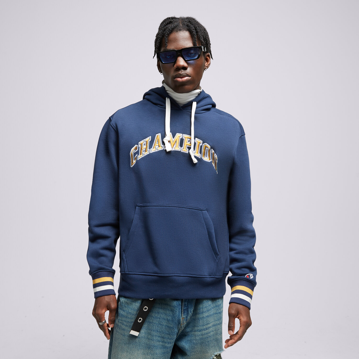 pánská mikina CHAMPION MIKINA S KAPUCÍ HOODED SWEATSHIRT 219174BS561 TMAVOMODRÁ
