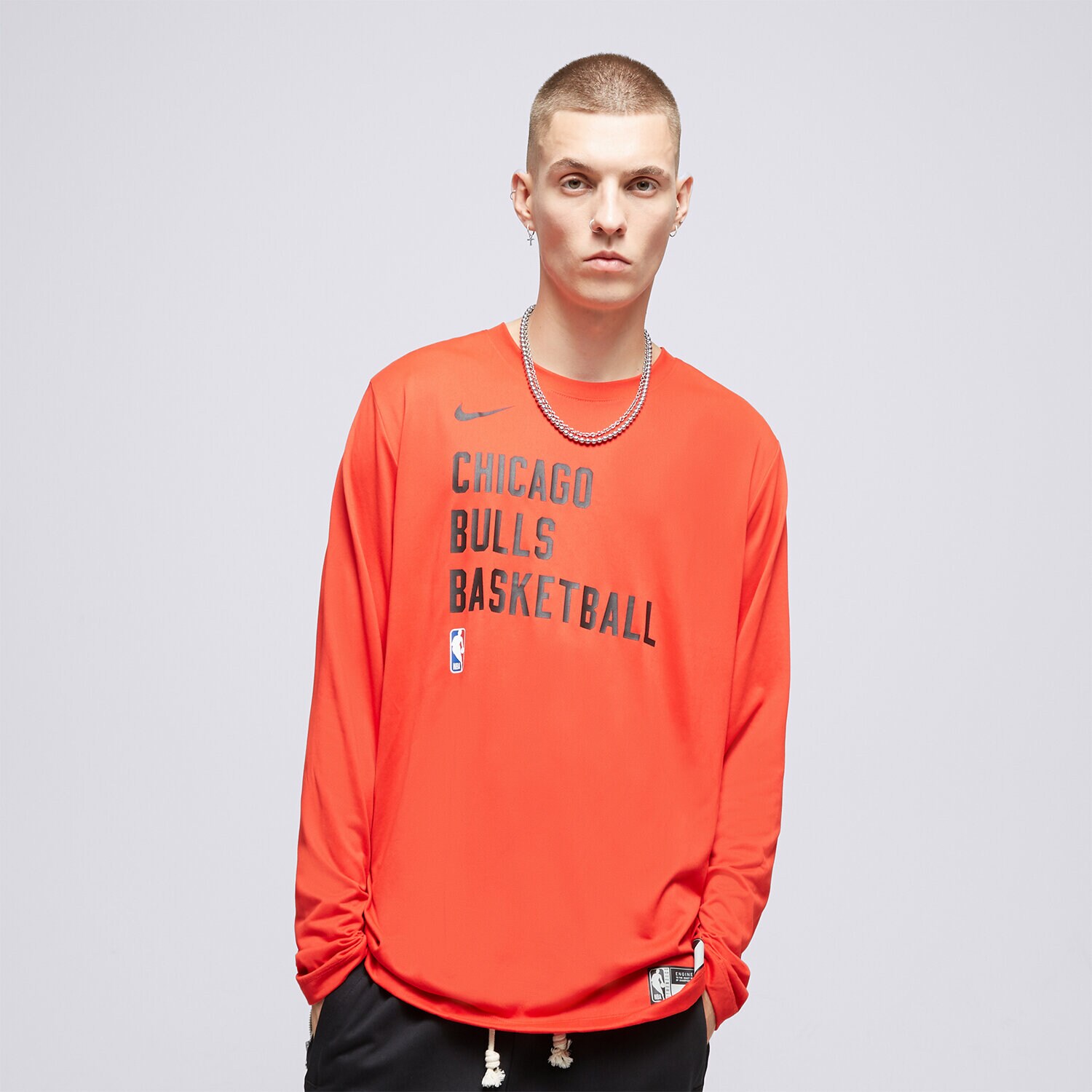pánské tričko NIKE TRIČKO CHI M NK DF ES PRT LS TEE NBA FD9944-657 ČERVENÁ