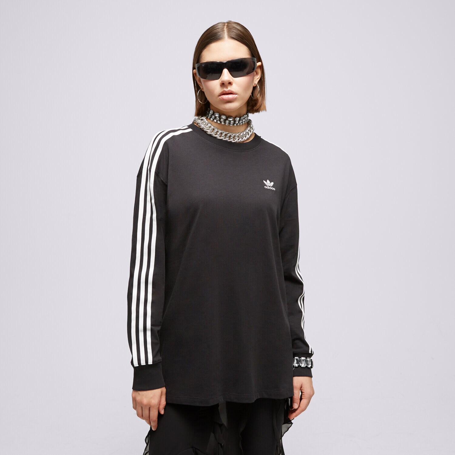 dámské tričko ADIDAS TRIČKO 3S OS LS IK4053 ČERNÁ