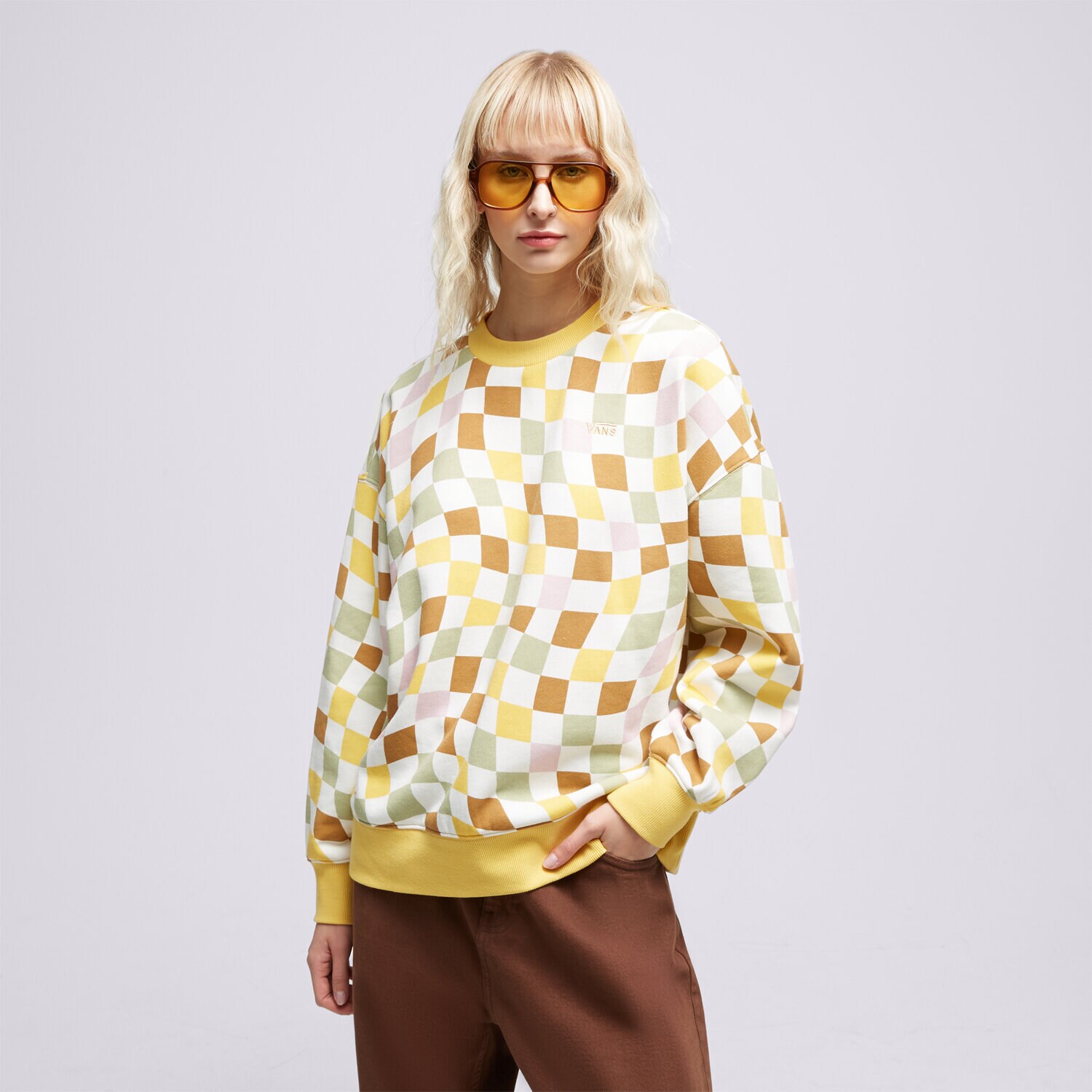 dámská mikina VANS MIKINA CLUB SLOUCHY CREW VN000A7HOC21 VÍCEBAREVNÁ