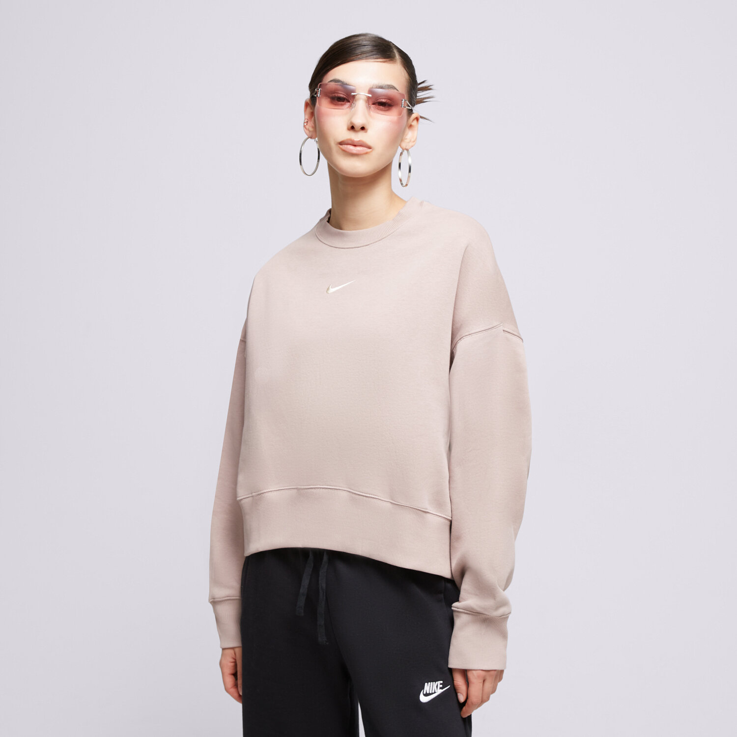 dámská mikina NIKE MIKINA W NSW PHNX FLC OOS CREW DQ5761-272 BÉŽOVÁ