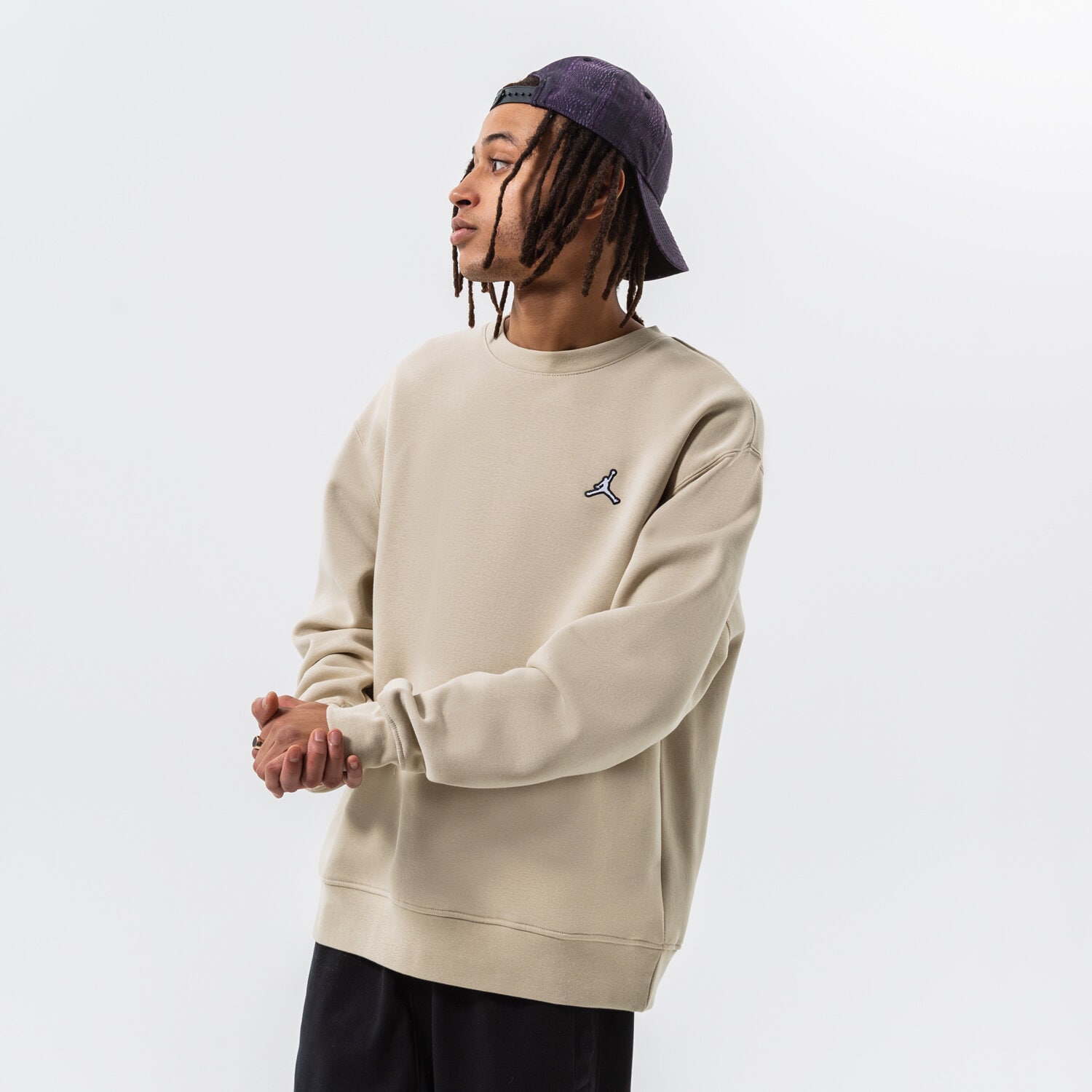 pánská mikina JORDAN MIKINA M J ESSENTIAL FLEECE CREW DQ7520-206 BÉŽOVÁ