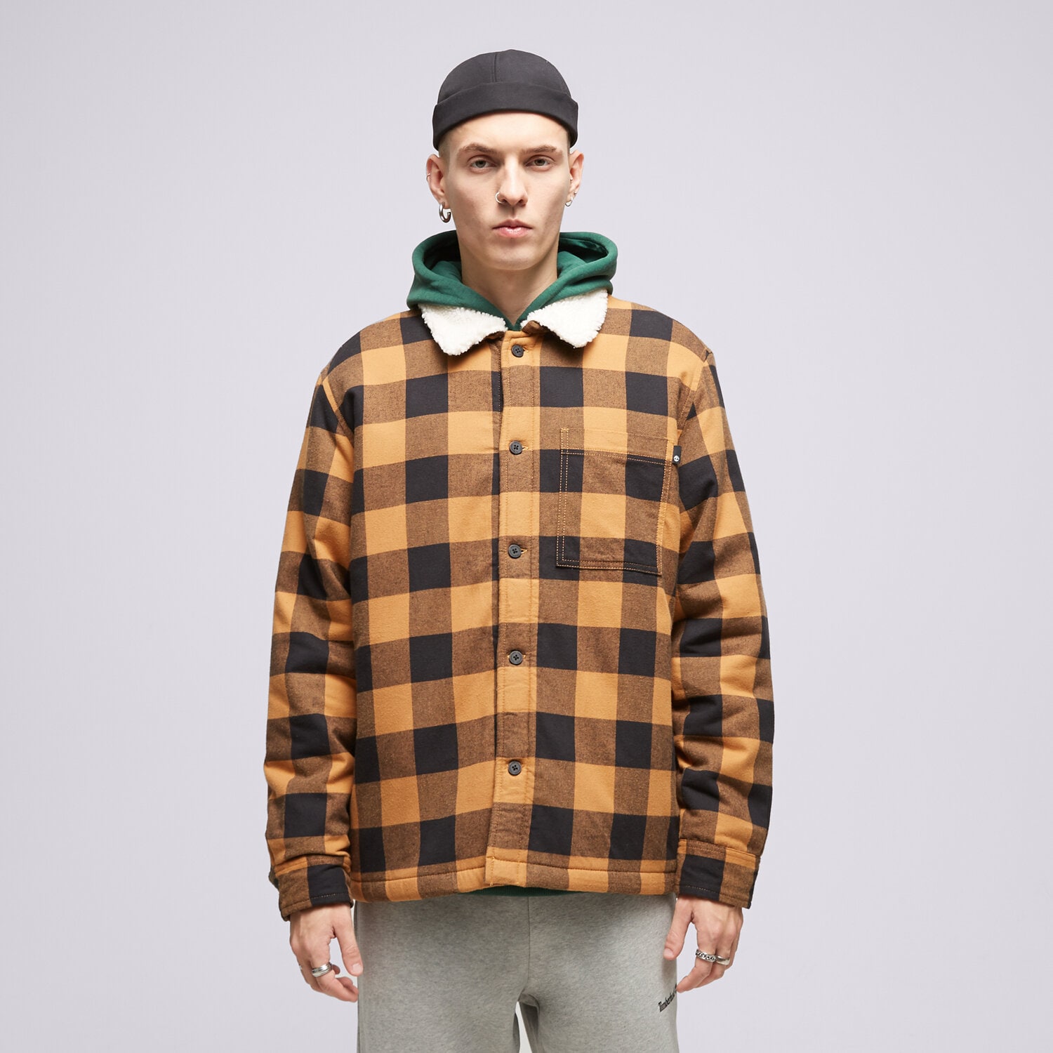 pánská zimní bunda TIMBERLAND BUNDA BUFFALO PLAID SHERPA LINED TB0A6FWNP501 hořčicová