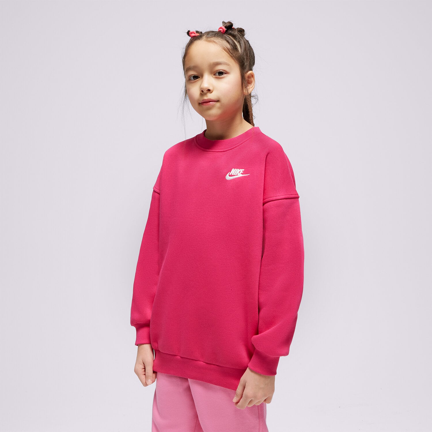 dětská mikina NIKE MIKINA G NSW CLUB FLC OVRSZD LBR GIRL FD2923-615 RŮŽOVÁ