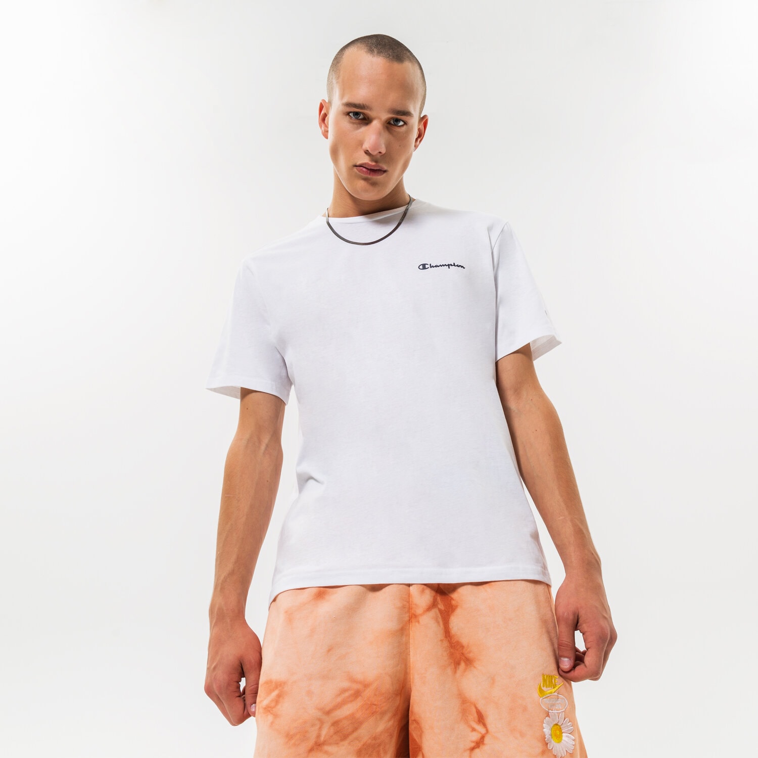pánské tričko CHAMPION TRIČKO CREWNECK TRIČKO 218292WW001 BÍLÁ