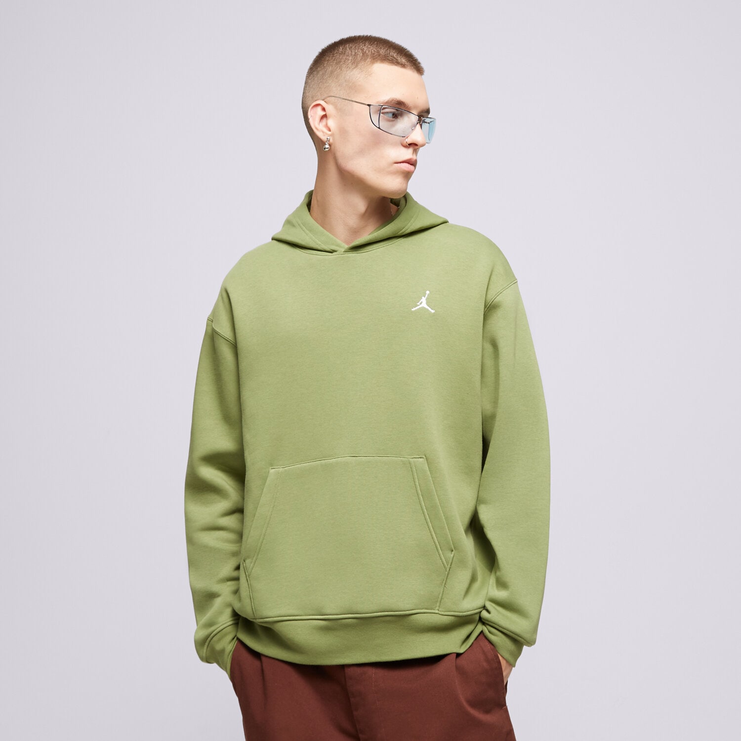 pánská mikina JORDAN MIKINA S KAPUCÍ M J ESS FLC PO FJ7774-340 KHAKI