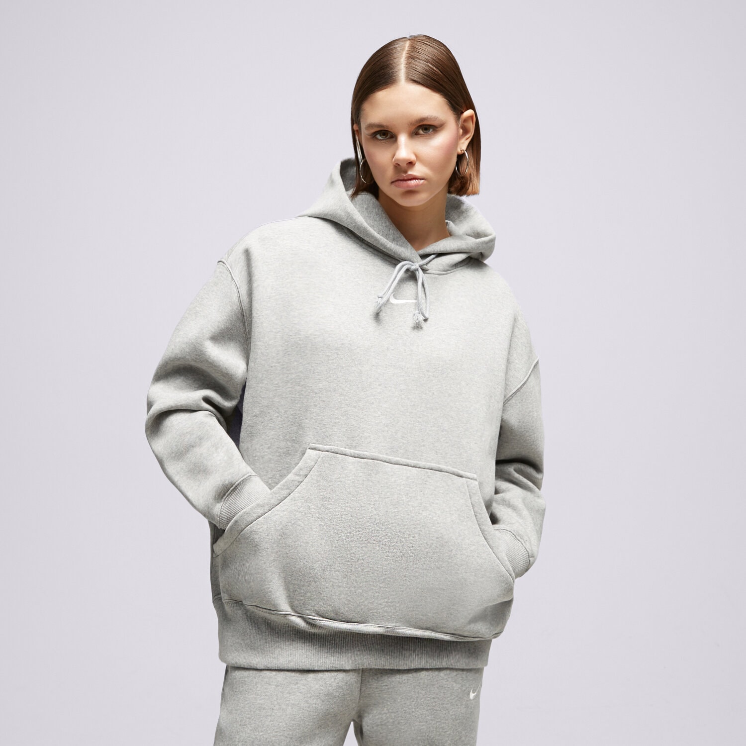 dámská mikina NIKE MIKINA S KAPUCÍ W NSW PHNX FLC OS PO HOODIE DQ5860-063 ŠEDÁ