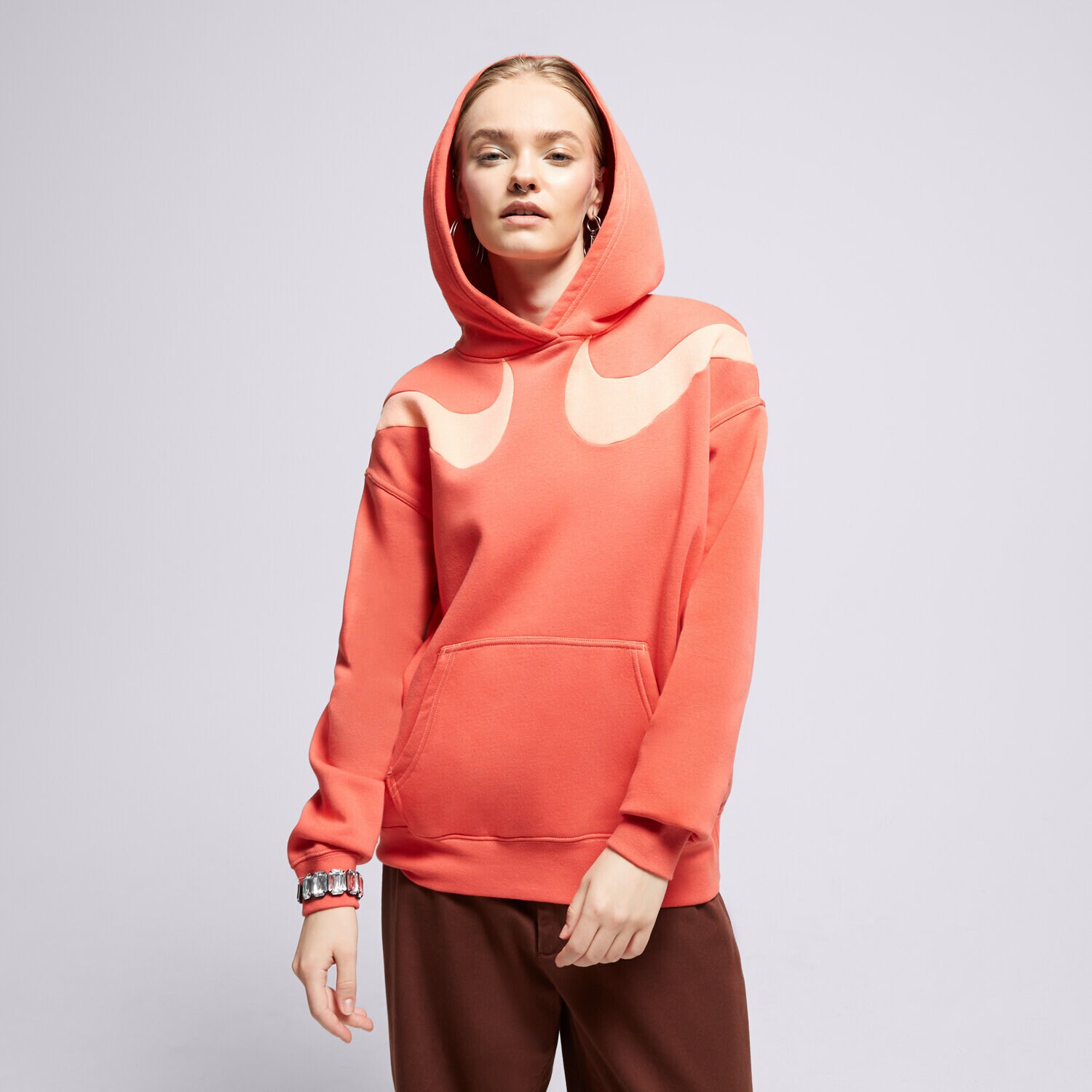 dámská mikina NIKE MIKINA S KAPUCÍ DD5580 DD5580-605 ČERVENÁ