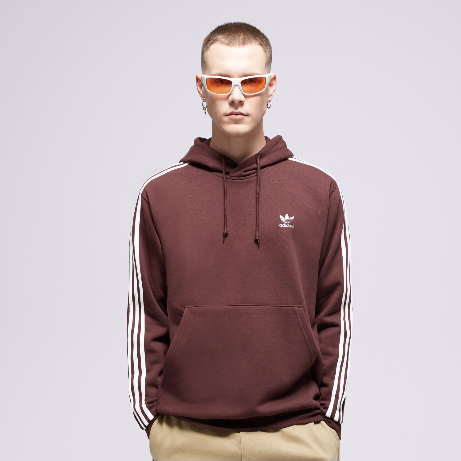 pánská mikina ADIDAS MIKINA S KAPUCÍ 3-STRIPES HOODY II5768 HNĚDÁ