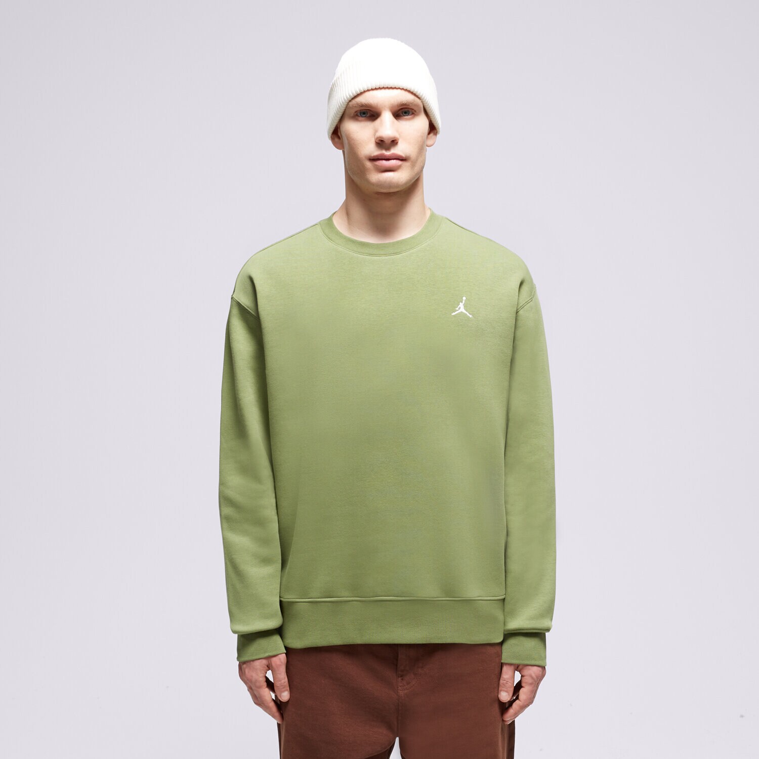 pánská mikina JORDAN MIKINA M J ESS FLC CREW FJ7776-340 KHAKI