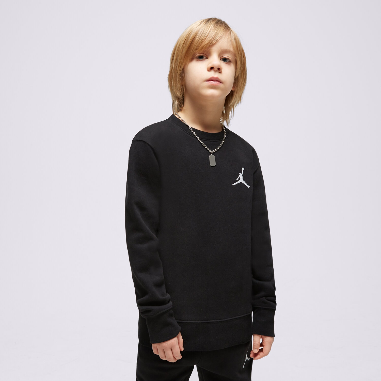 dětská mikina JORDAN MIKINA JUMPMAN ESSENTIALS CREW UU 95C577-023 ČERNÁ