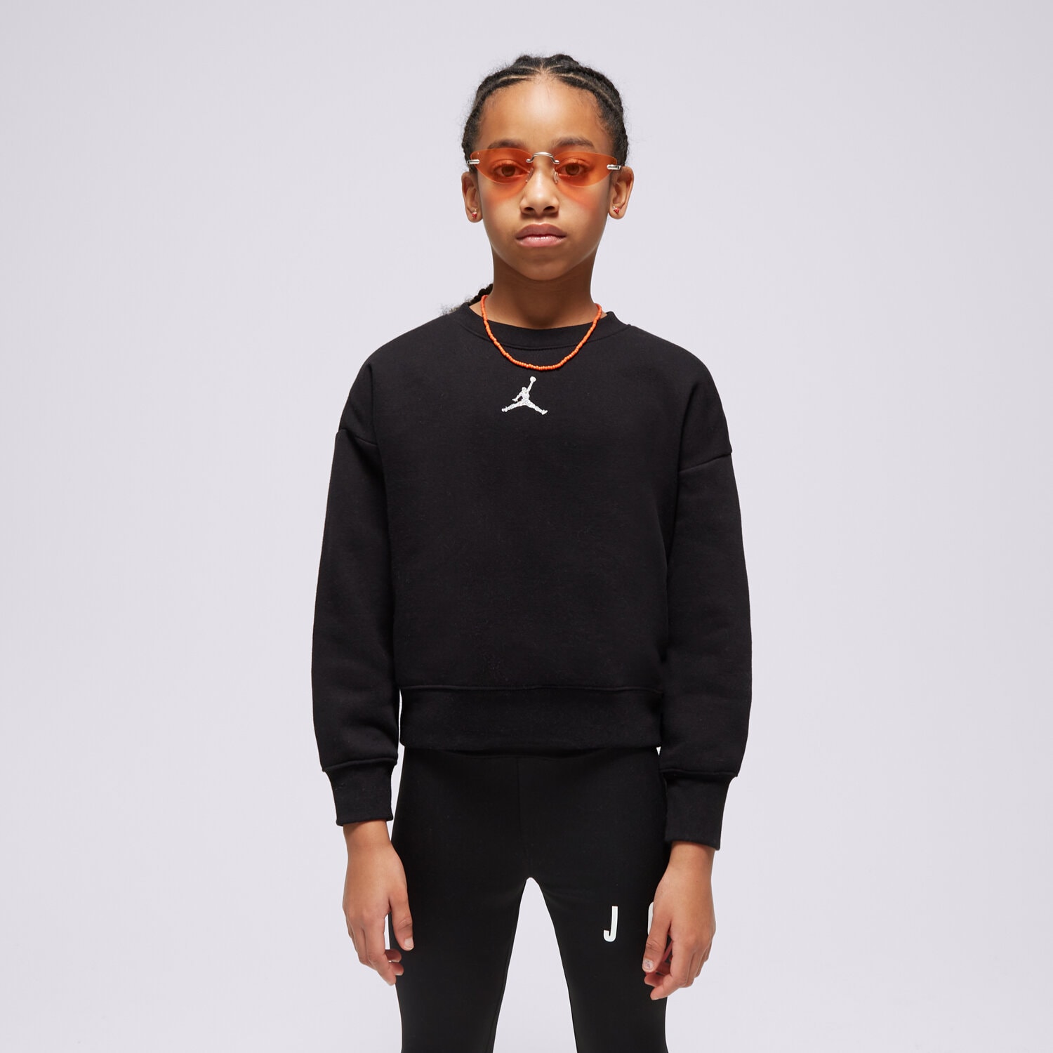 dětská mikina JORDAN MIKINA JUMPMAN ICON PLAY CREW GIRL 45C387-GAY ČERNÁ