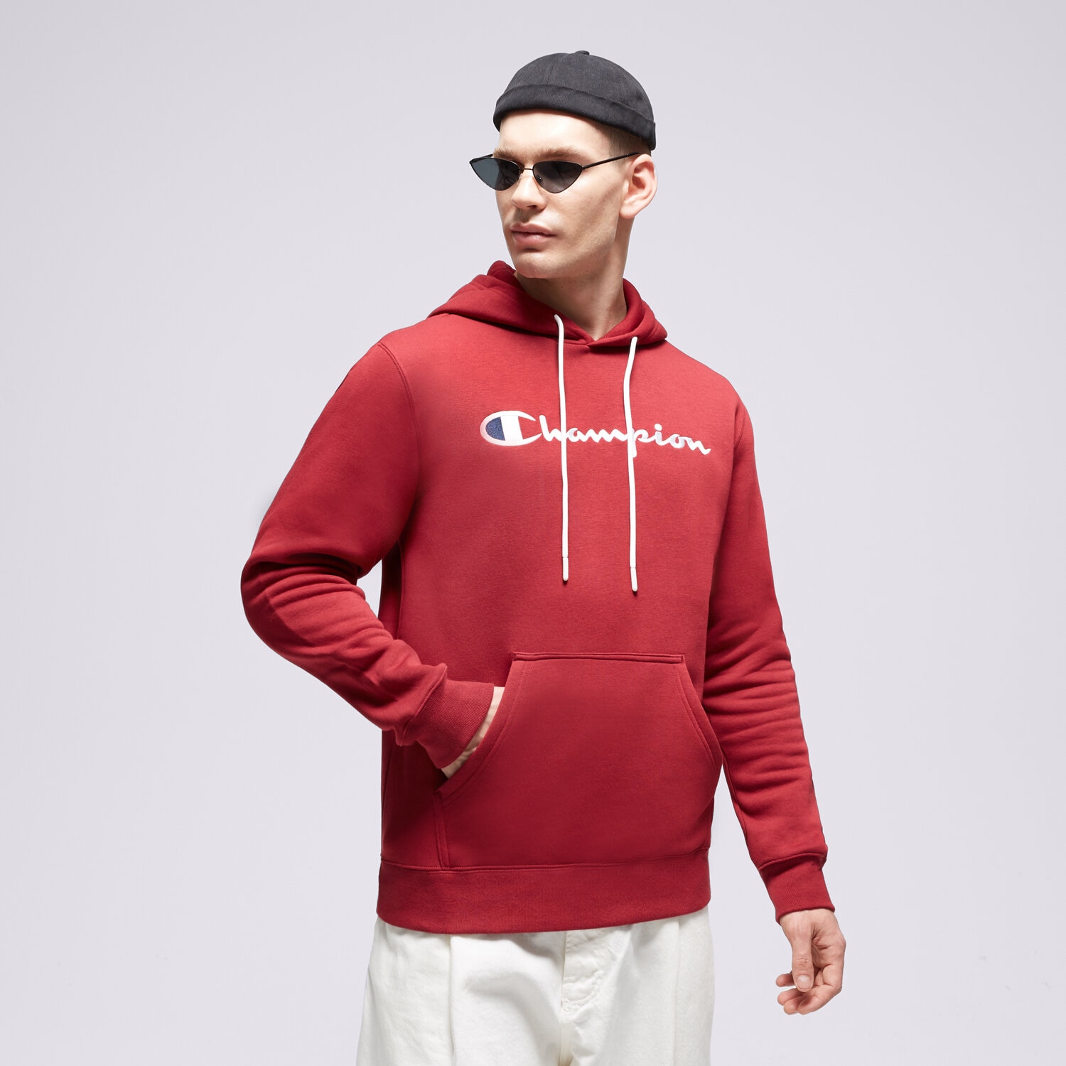 pánská mikina CHAMPION MIKINA S KAPUCÍ HOODED SWEATSHIRT 219203RS508 BORDOVÁ
