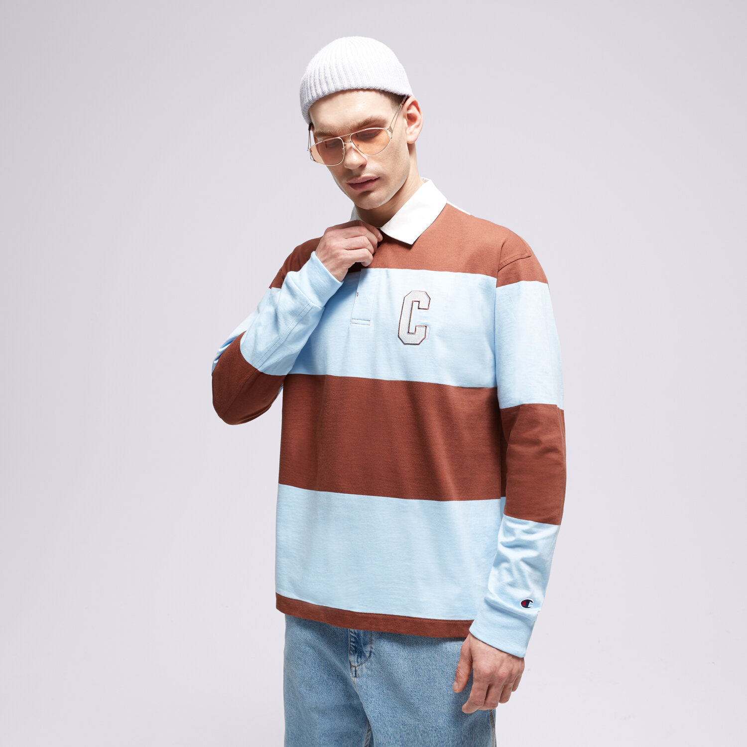 pánské polo tričko CHAMPION TRIČKO STRIPED TRIČKO 219181BS151 HNĚDÁ