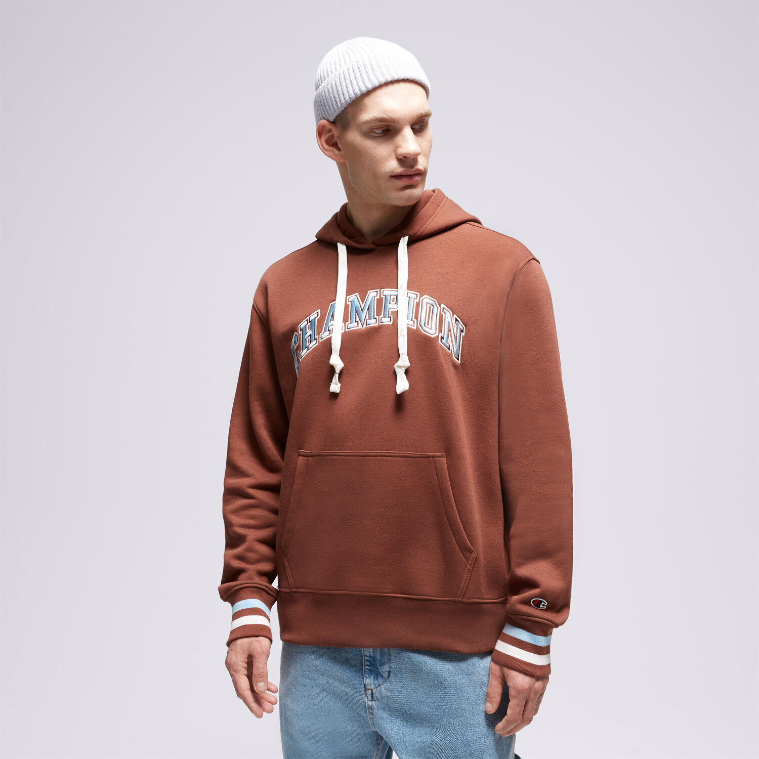 pánská mikina CHAMPION MIKINA S KAPUCÍ HOODED SWEATSHIRT 219174MS534 HNĚDÁ