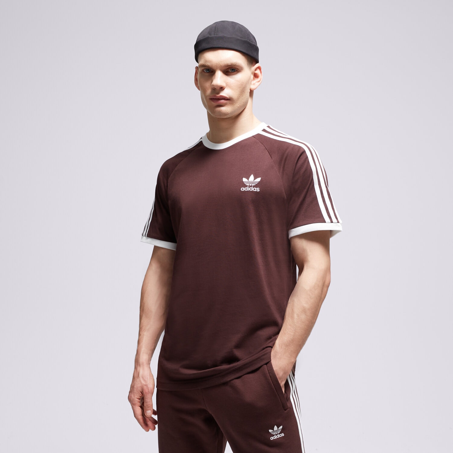 pánské tričko ADIDAS TRIČKO 3-STRIPES TEE IM2077 HNĚDÁ