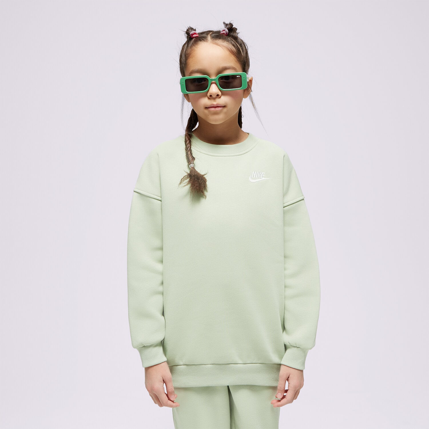 dětská mikina NIKE MIKINA G NSW CLUB FLC OVRSZD LBR GIRL FD2923-343 ZELENÁ