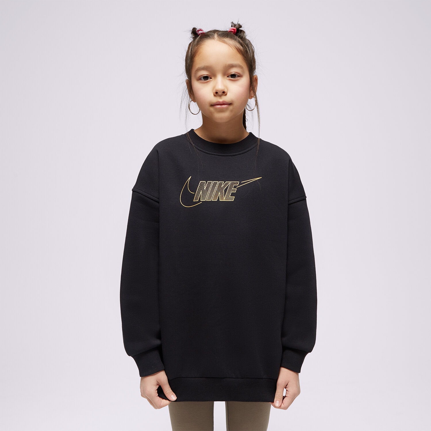dětská mikina NIKE MIKINA G NSW CLUB FLC BF CREW LS SHNE GIRL FJ6161-010 ČERNÁ