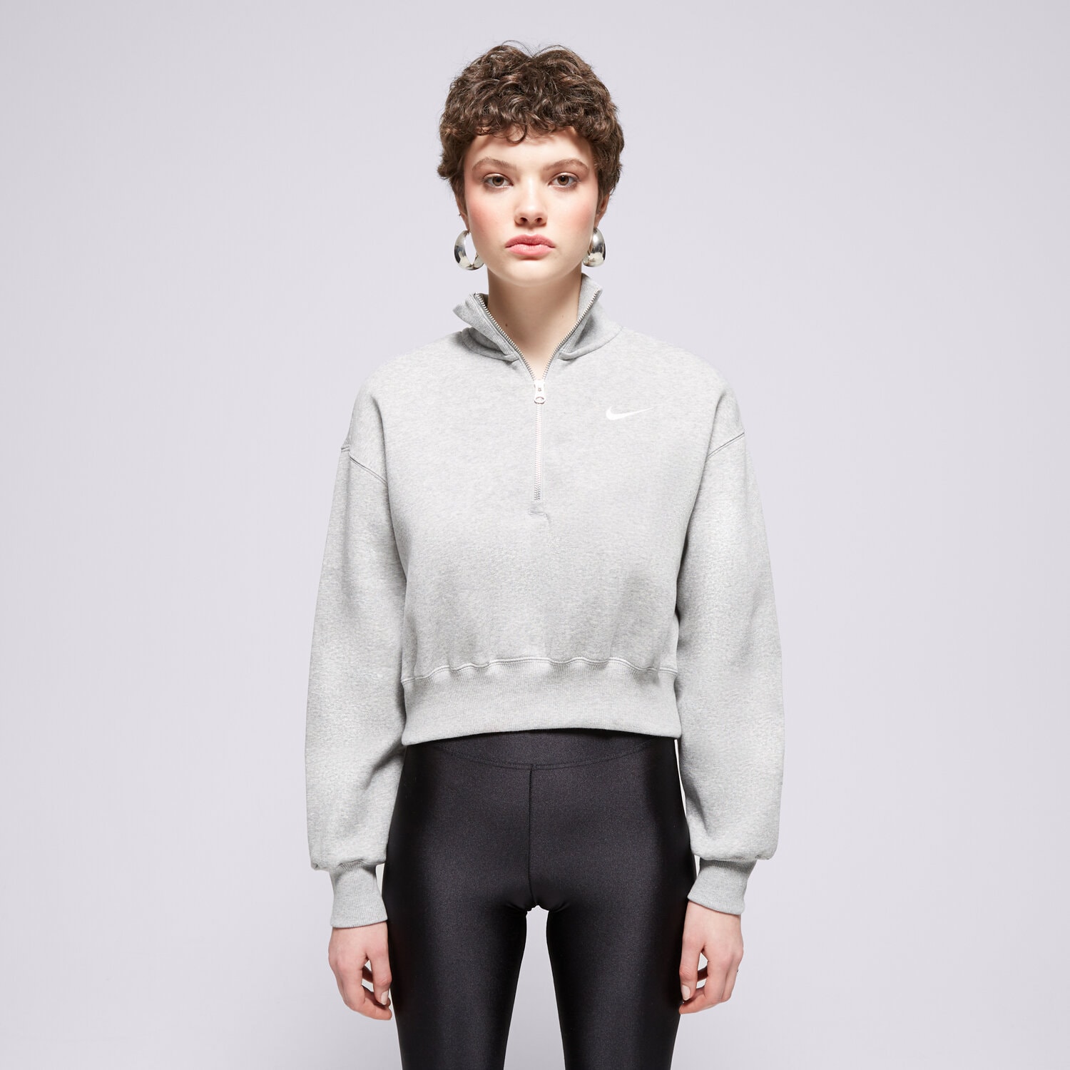 dámská mikina NIKE MIKINA W NSW PHNX FLC QZ CROP DQ5767-063 ŠEDÁ