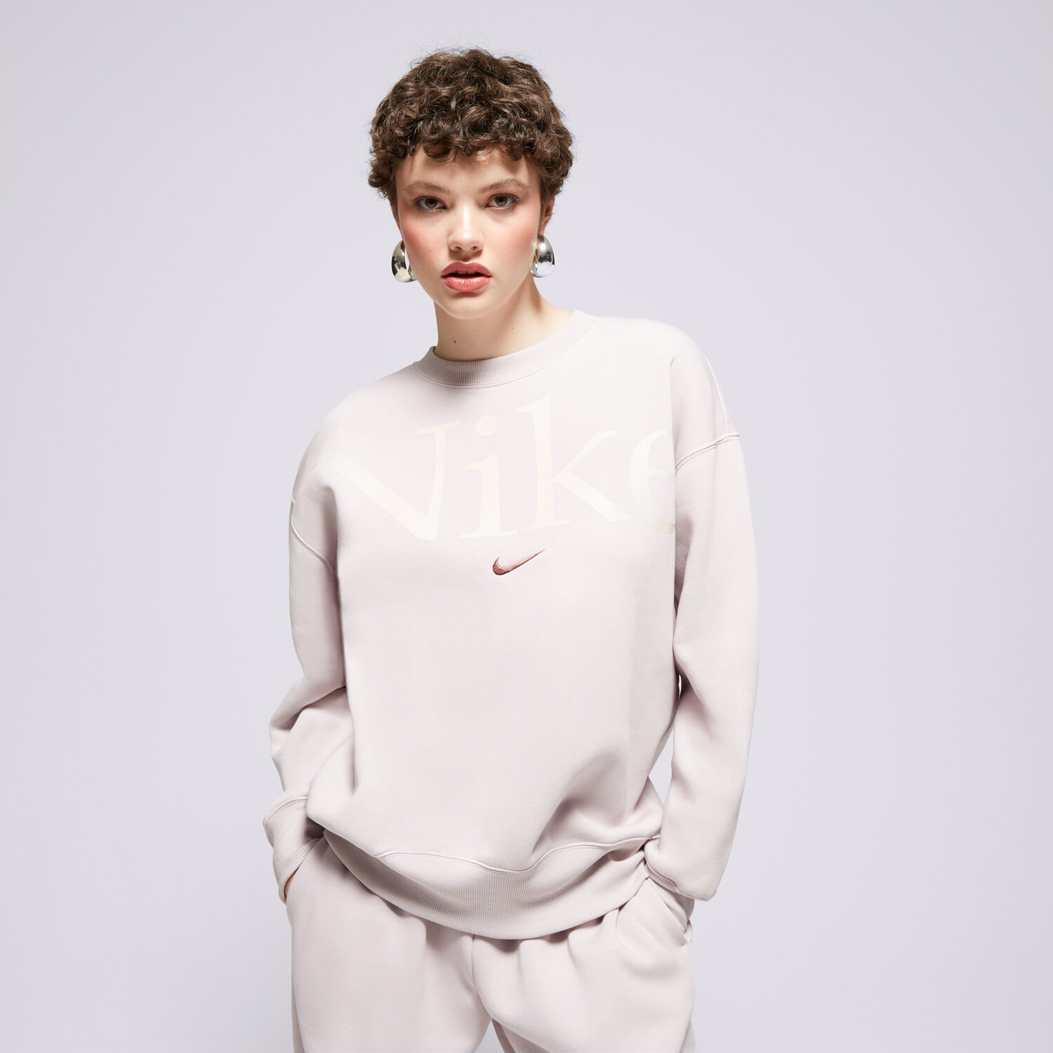 dámská mikina NIKE MIKINA W NSW PHNX FLC OS LOGO CREW FN3654-019 FIALOVÁ