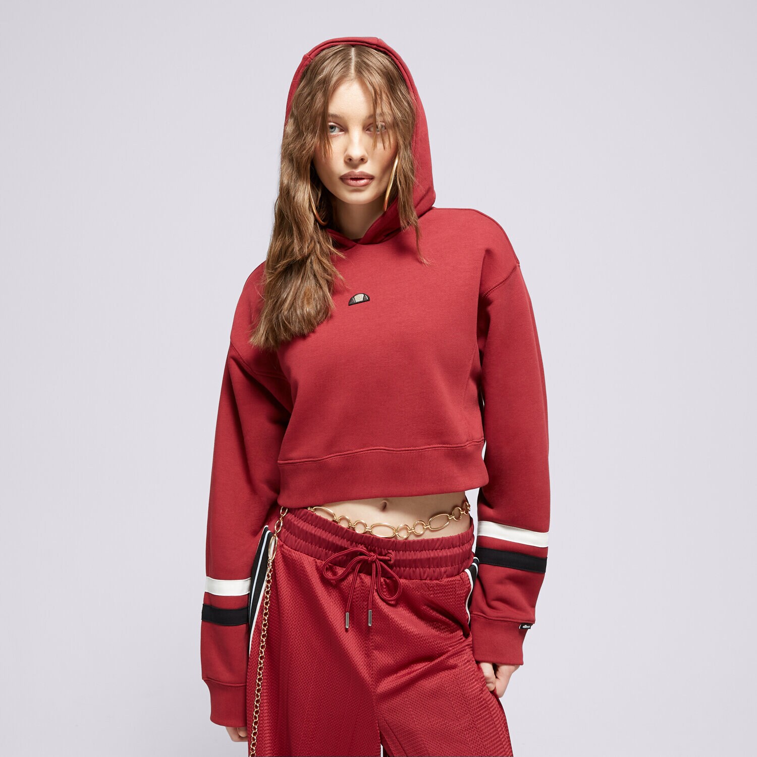dámská mikina ELLESSE MIKINA S KAPUCÍ BARNES BRGND CROPPED HOODY SGV20145800 BORDOVÁ