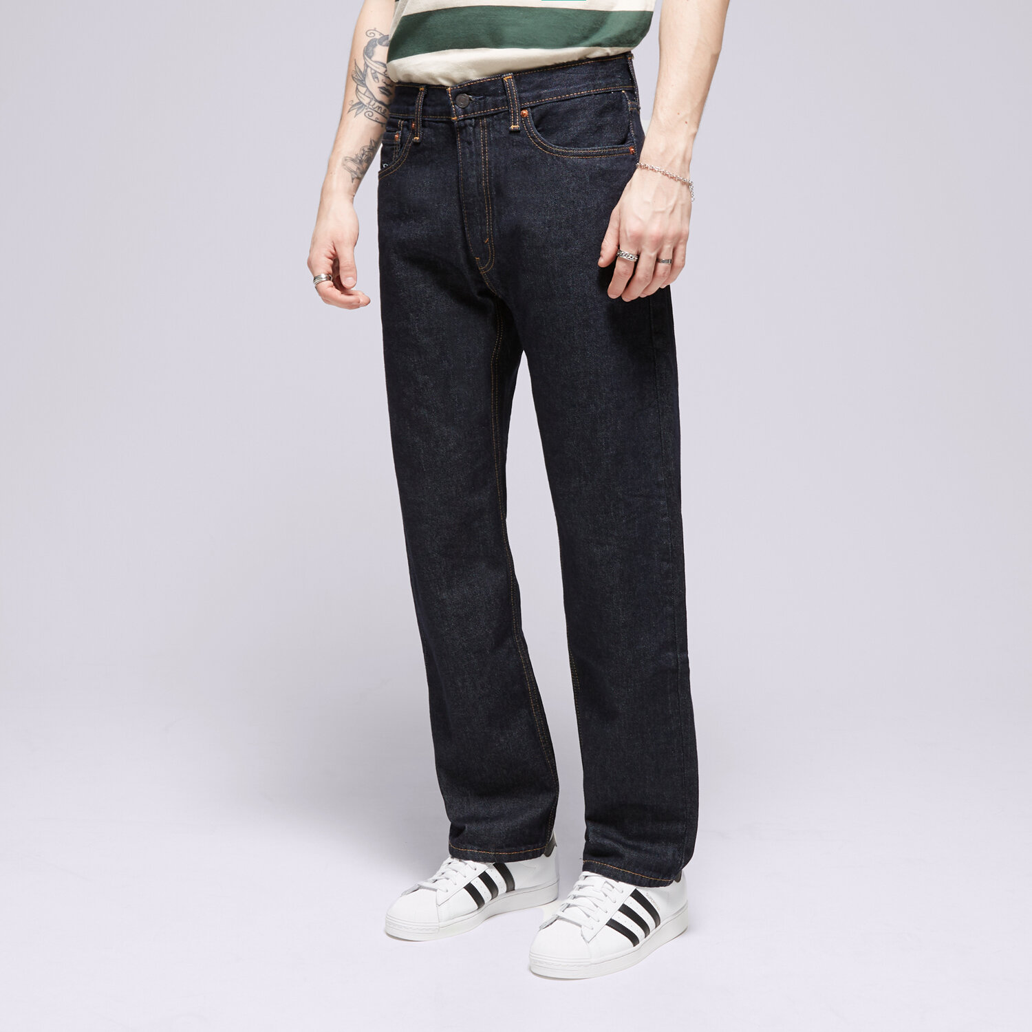 pánské kalhoty LEVI'S KALHOTY  555 96 RELAXED STRAIGHT DARK INDIG A7223-0004 ČERNÁ
