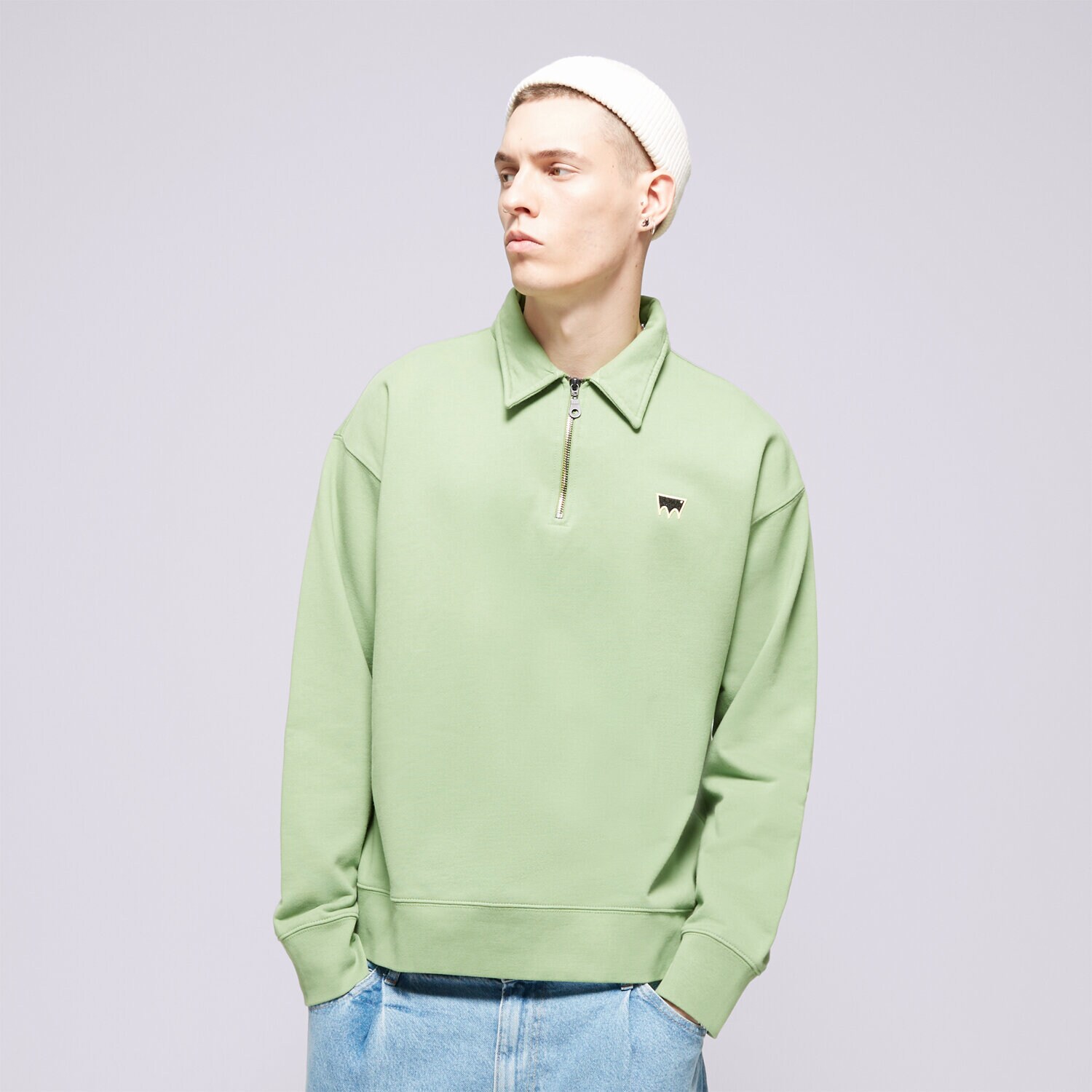 pánská mikina LEVI'S MIKINA SKATE NEW QUARTER ZIP GREENS A1012-0007 ZELENÁ