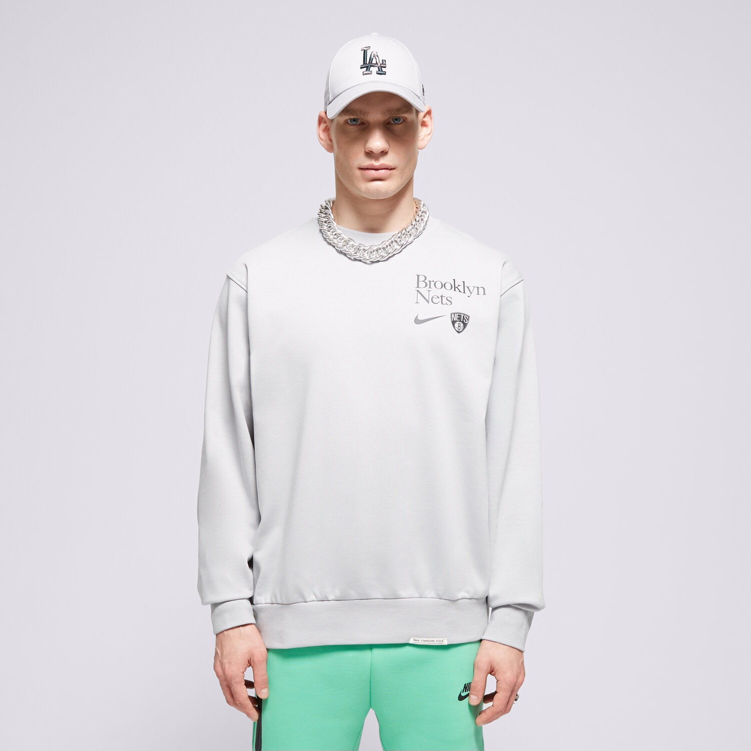 pánská mikina NIKE MIKINA BKN MNK DF STD ISS CRW CTS GX NBA FD8645-007 ŠEDÁ