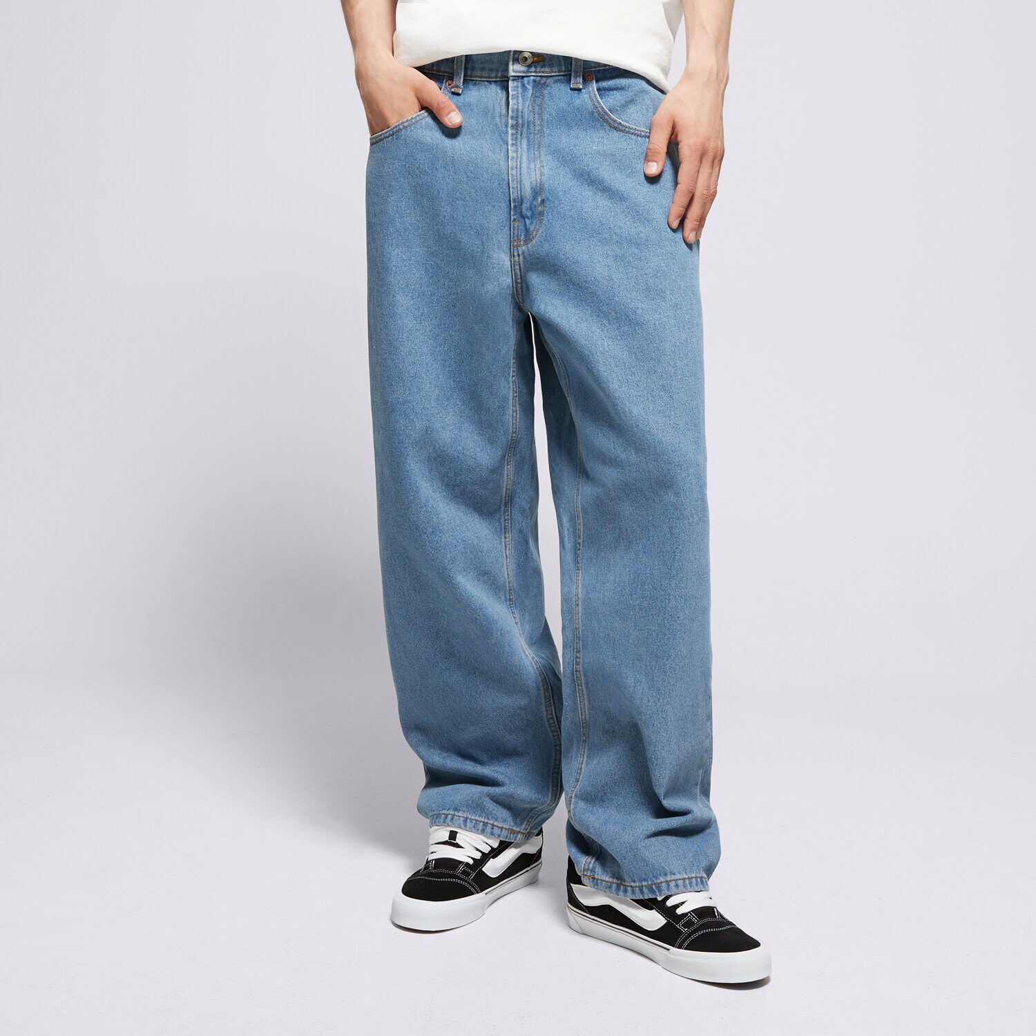 pánské kalhoty VANS KALHOTY  CHECK-5 BAGGY DENIM VN0008NACDX1 MODRÁ
