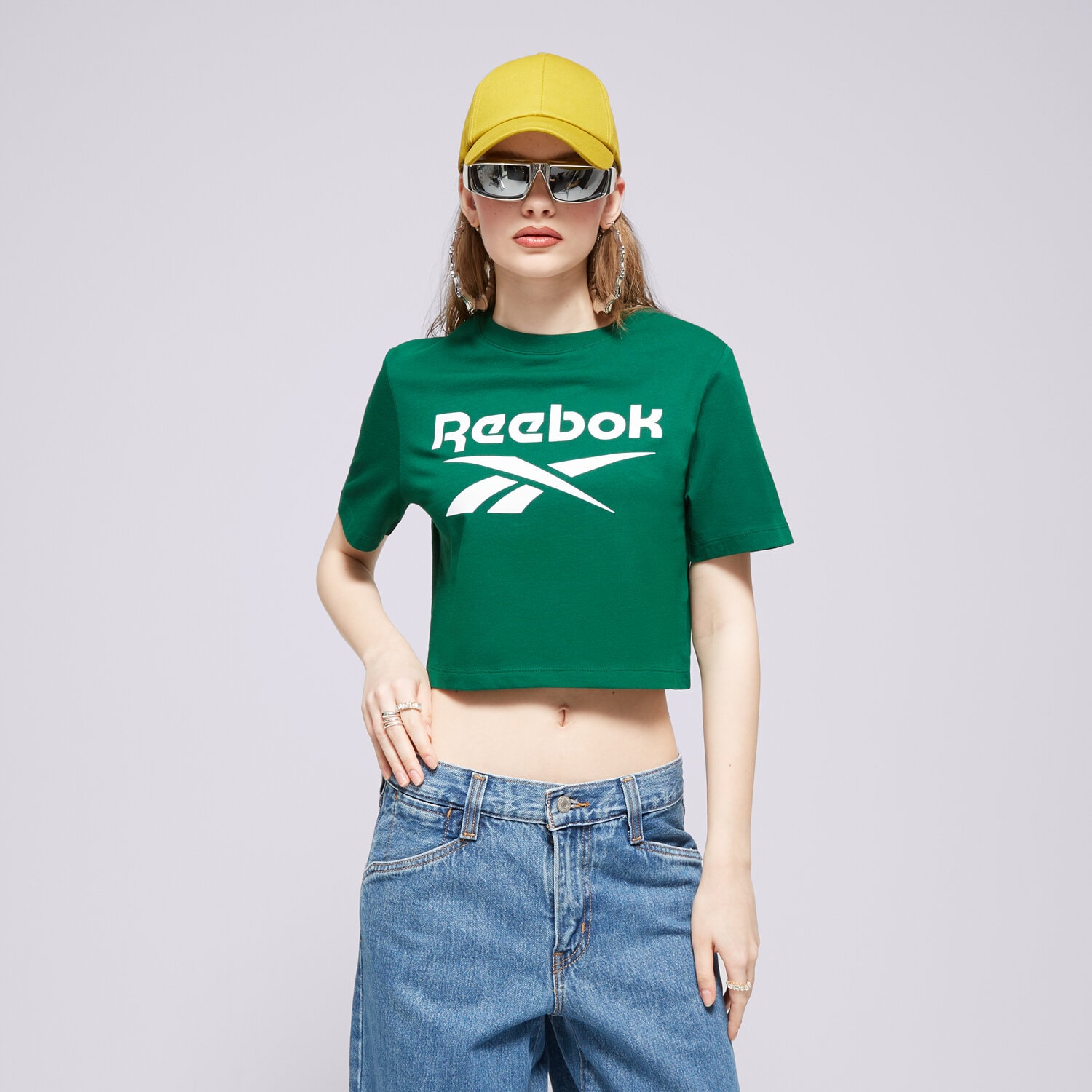 dámské tričko REEBOK TRIČKO REEBOK IDENTITY BIG LOGO CROP TEE 100076000 ZELENÁ
