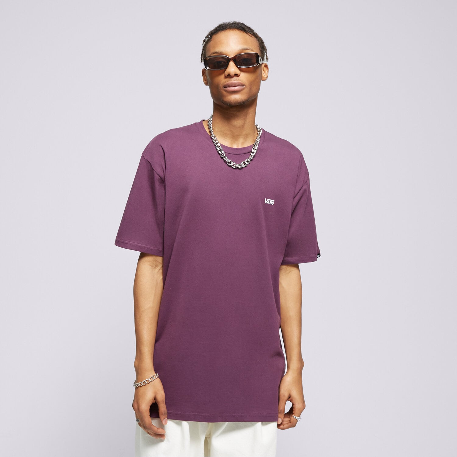 pánské tričko VANS TRIČKO LEFT CHEST BLACKBERRY WINE VN0A3CZECHJ1 FIALOVÁ