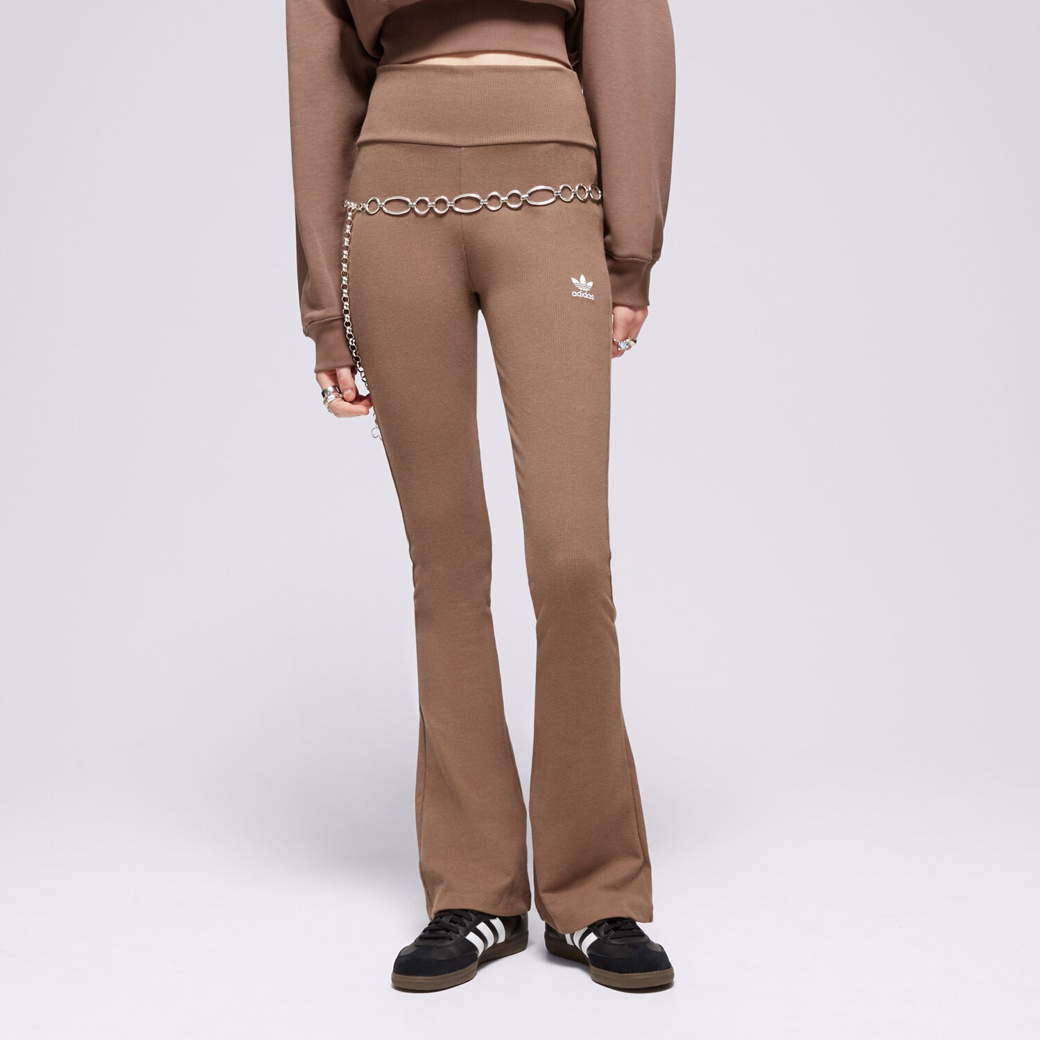 dámské kalhoty ADIDAS KALHOTY  RIB FLARED PANT IR5945 HNĚDÁ