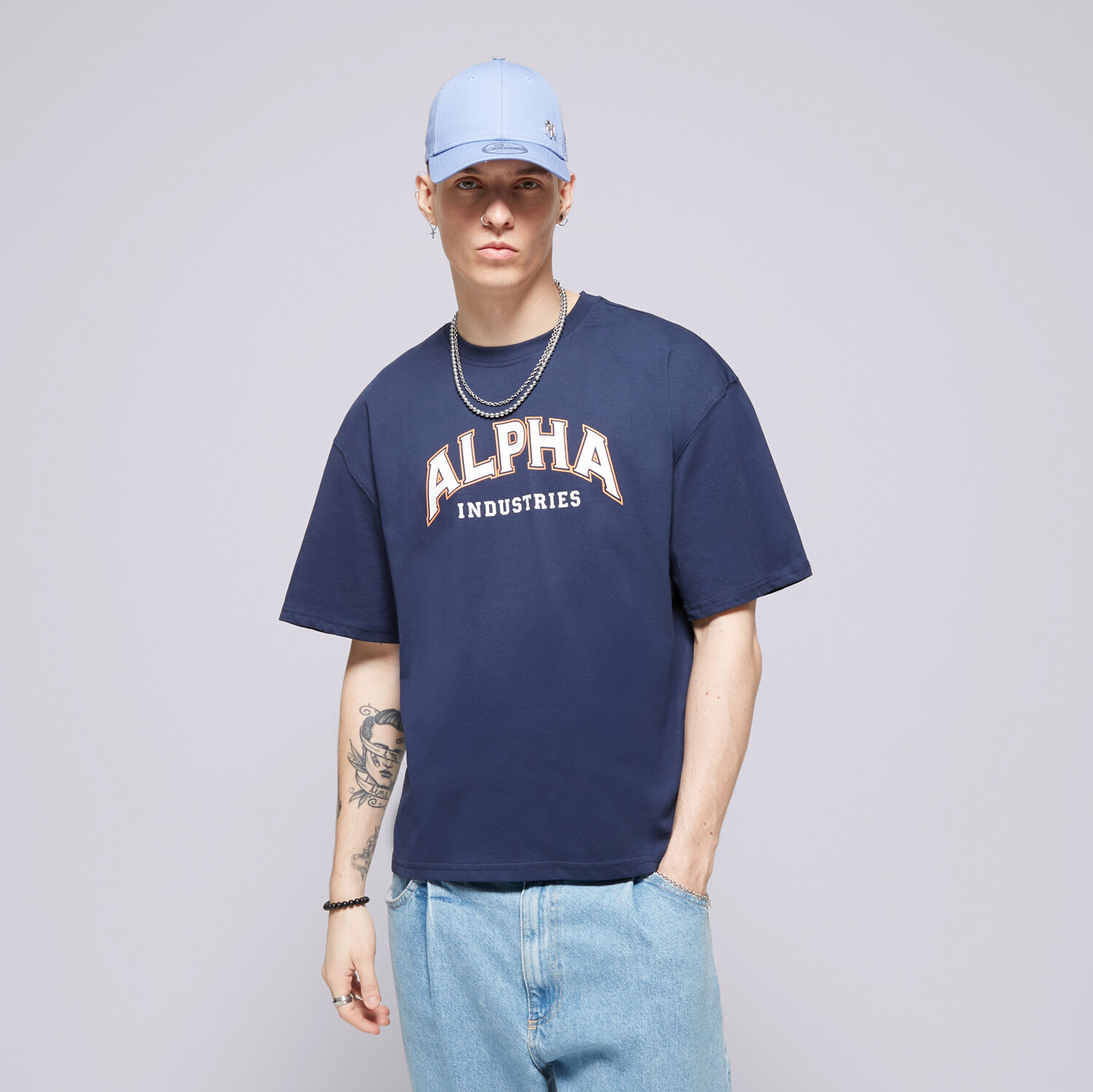 pánské tričko ALPHA INDUSTRIES TRIČKO COLLEGE T 146501697 TMAVOMODRÁ