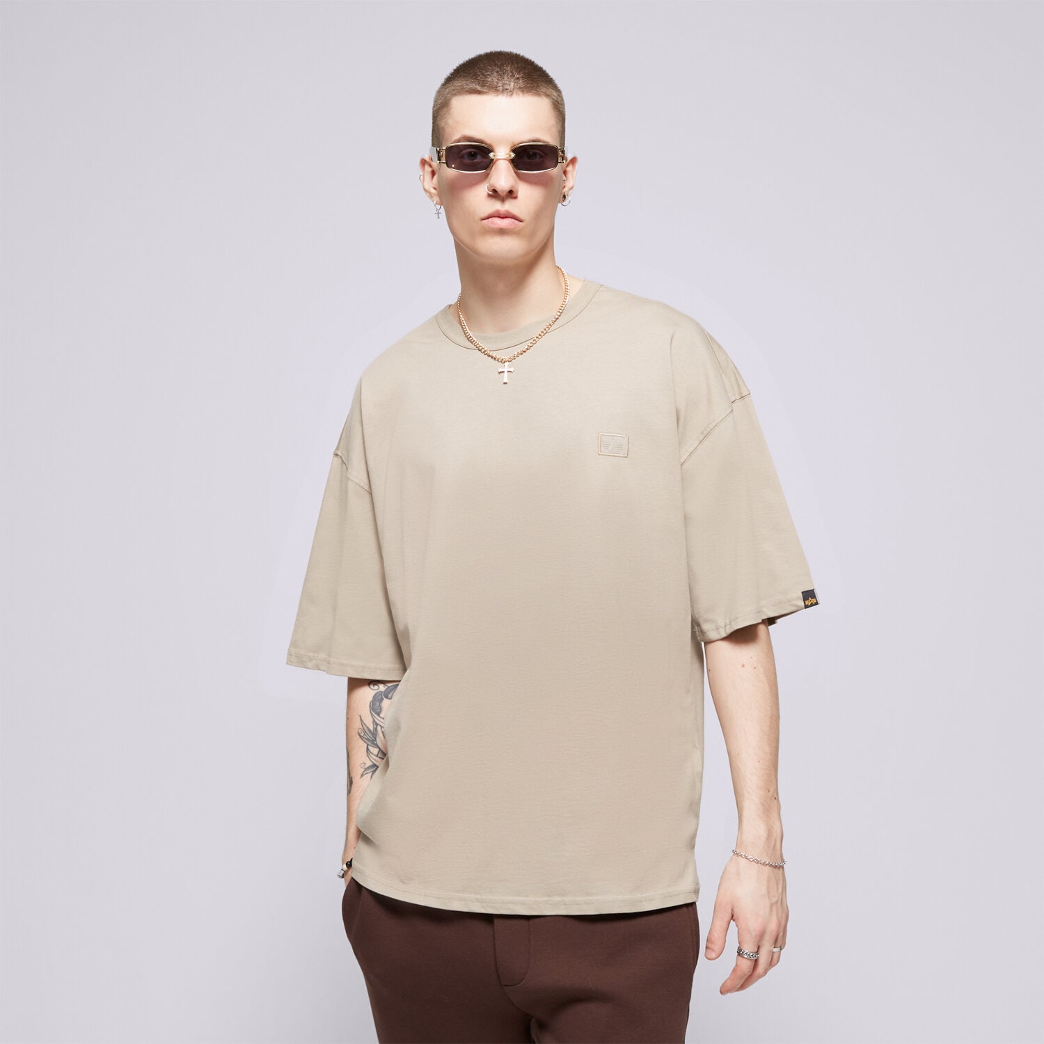 pánské tričko ALPHA INDUSTRIES TRIČKO ALPHA ESSENTIALS RL T 146504679 BÉŽOVÁ