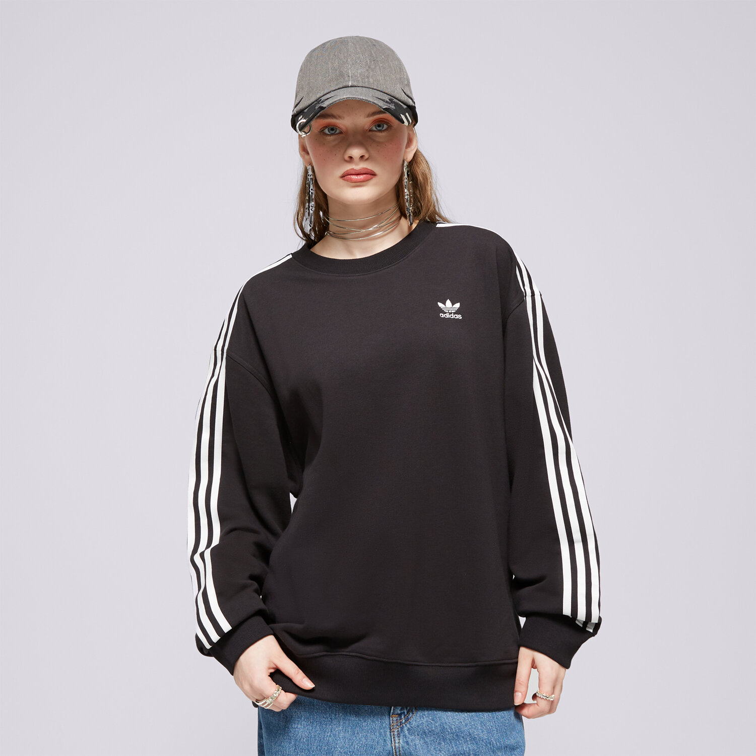 dámská mikina ADIDAS MIKINA 3 S CREW OS IU2423 ČERNÁ
