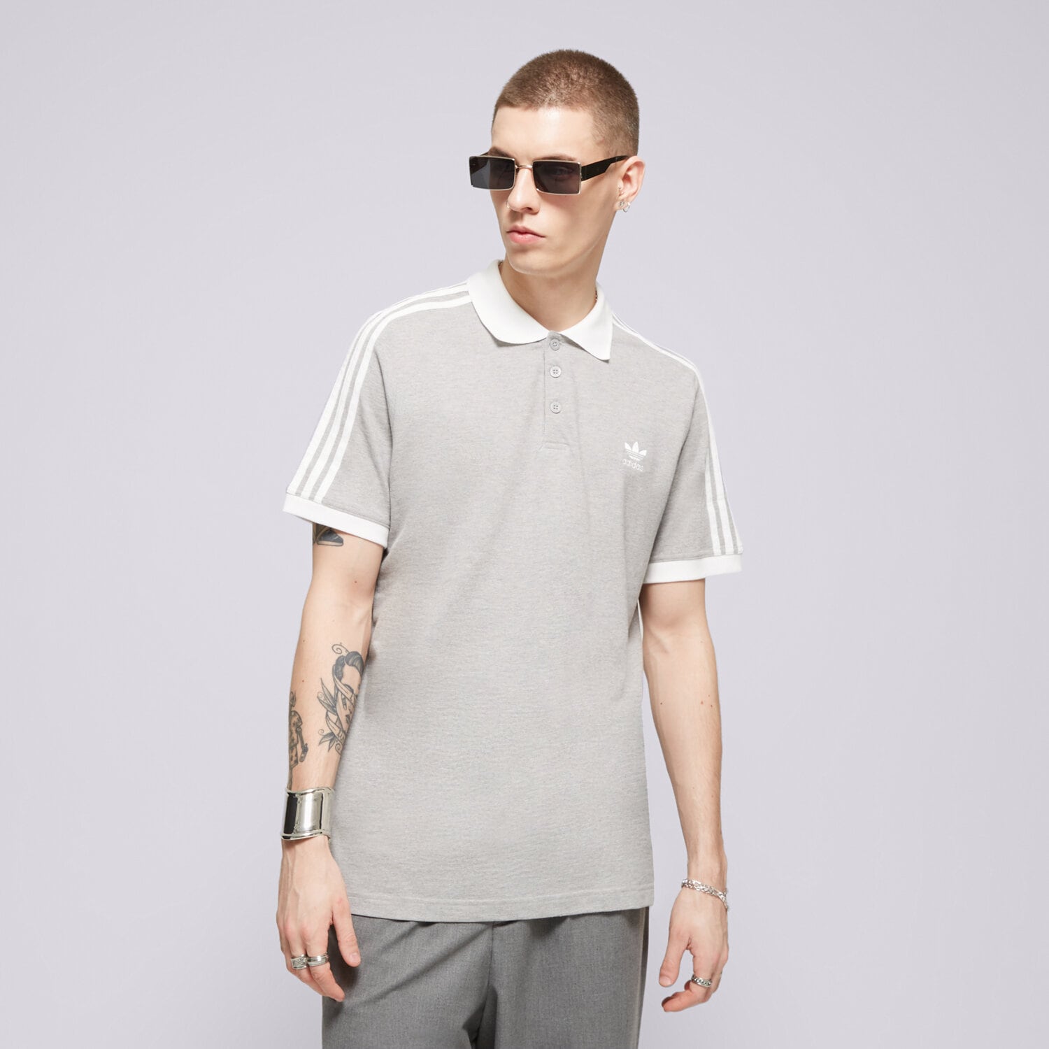 pánské polo tričko ADIDAS TRIČKO 3-STRIPE TRIČKO IL2502 ŠEDÁ